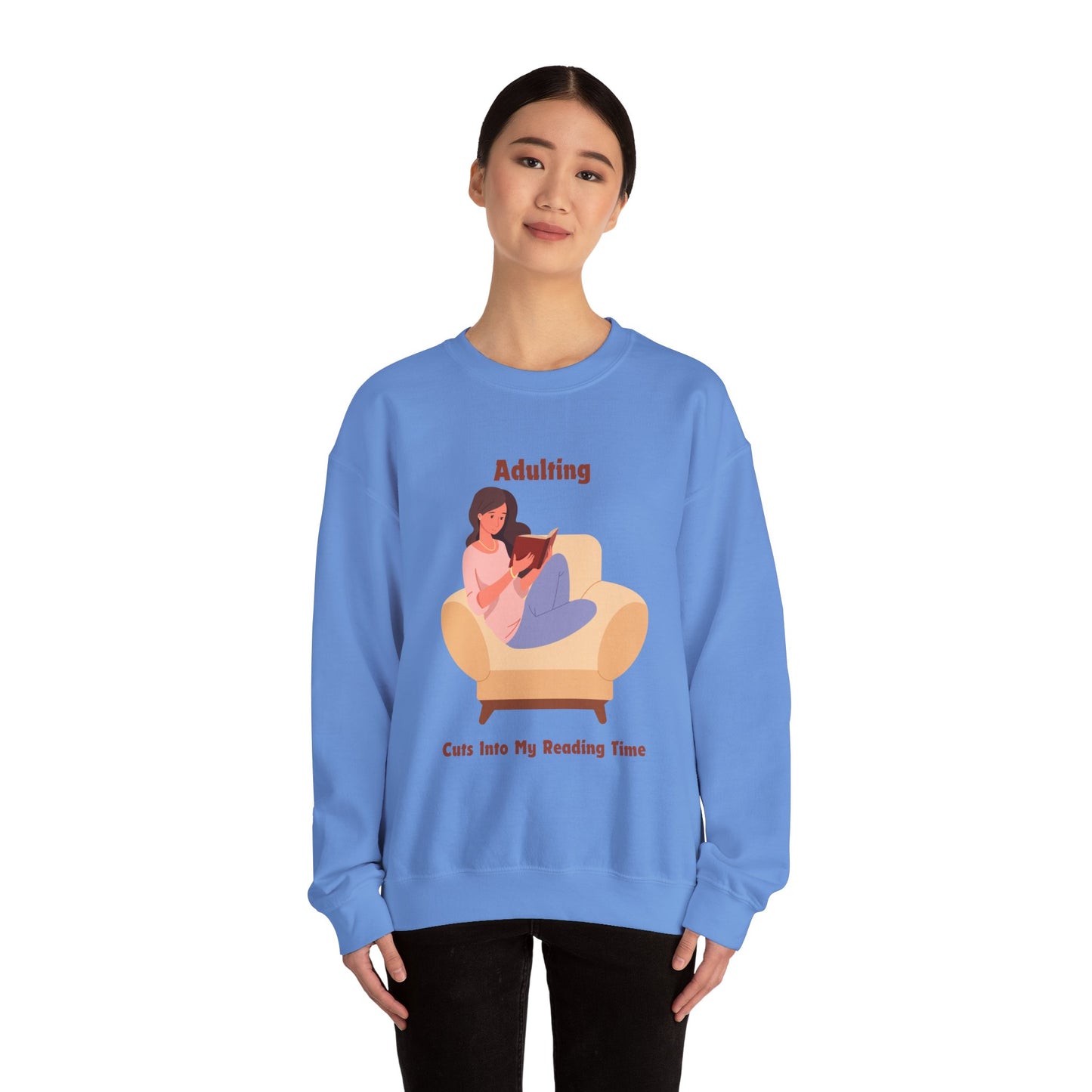 Adulting Cuts into My Reading Time Sweatshirt, Perfect Gift for Book Lovers, Literary Apparel, Cozy Reading Gift, Cute Bookworm Crewneck