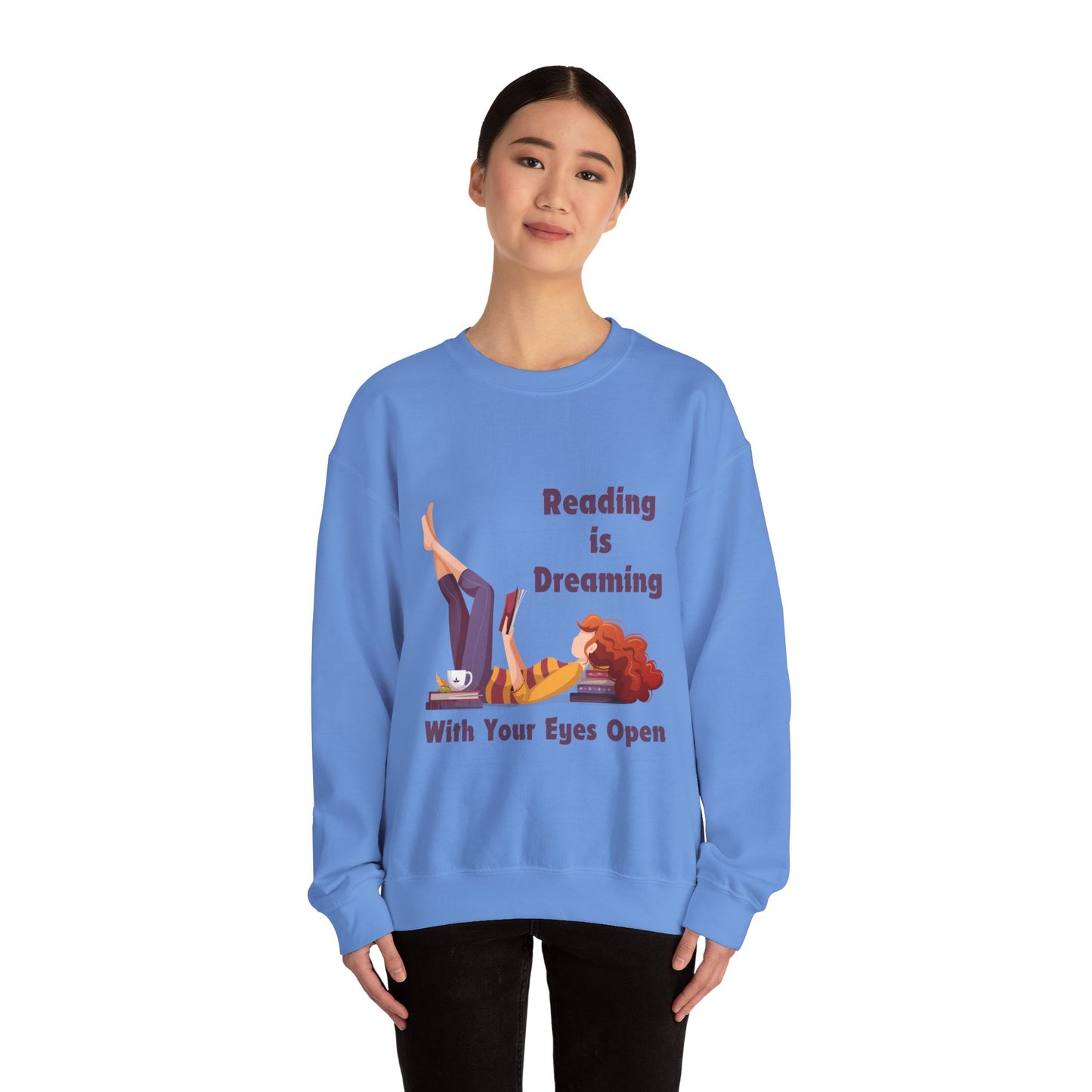 Reading is Dreaming With My Eyes Open... Sweatshirt, Perfect Gift for Book Lovers, Literary Apparel, Cozy Reading Gift, Cute Bookworm Crewneck