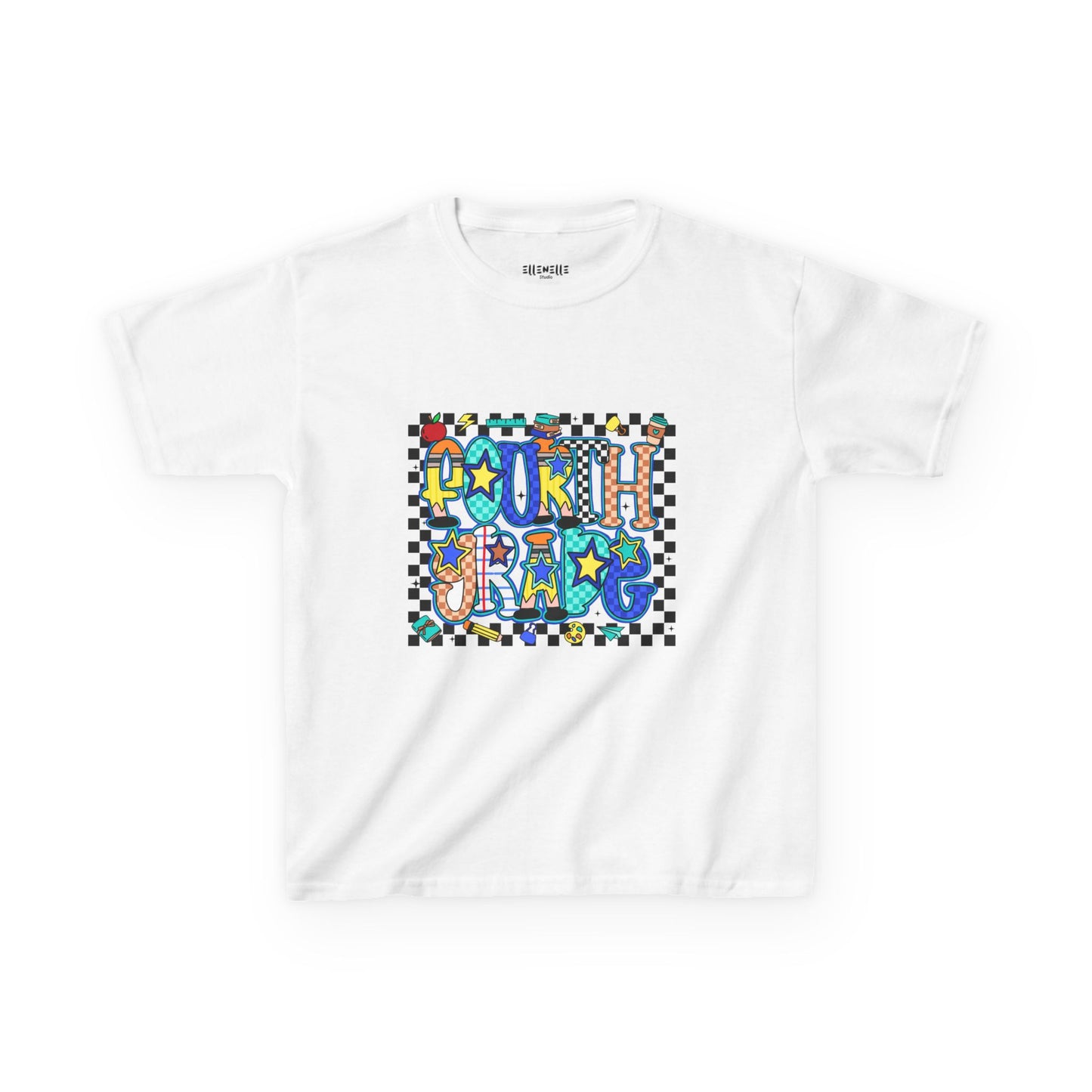 Fourth Grade T‑Shirt — Checkerboard Back-to-School Tee