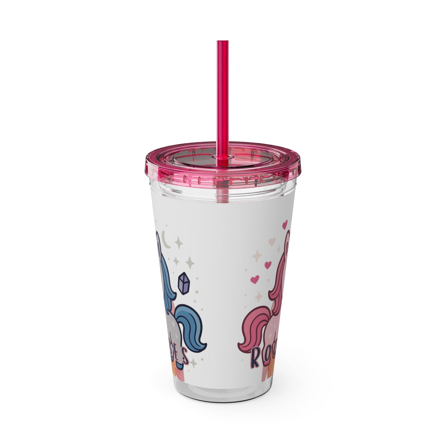 Tumbler Sunsplash Unicorn,  16oz Cup with Straw, Ideal for Kids, Rocking Good Vibes