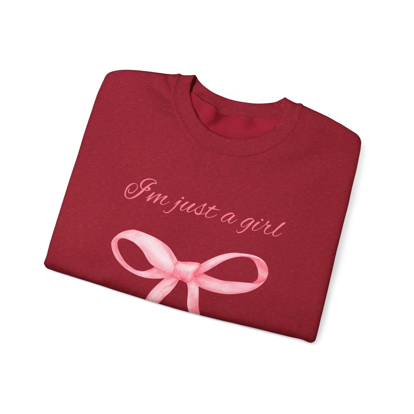 I'm Just a Girl, Pink Bow Sweatshirt, Cozy Sweatshirt, Perfect Gift for Pink Bow Lovers, Crewneck