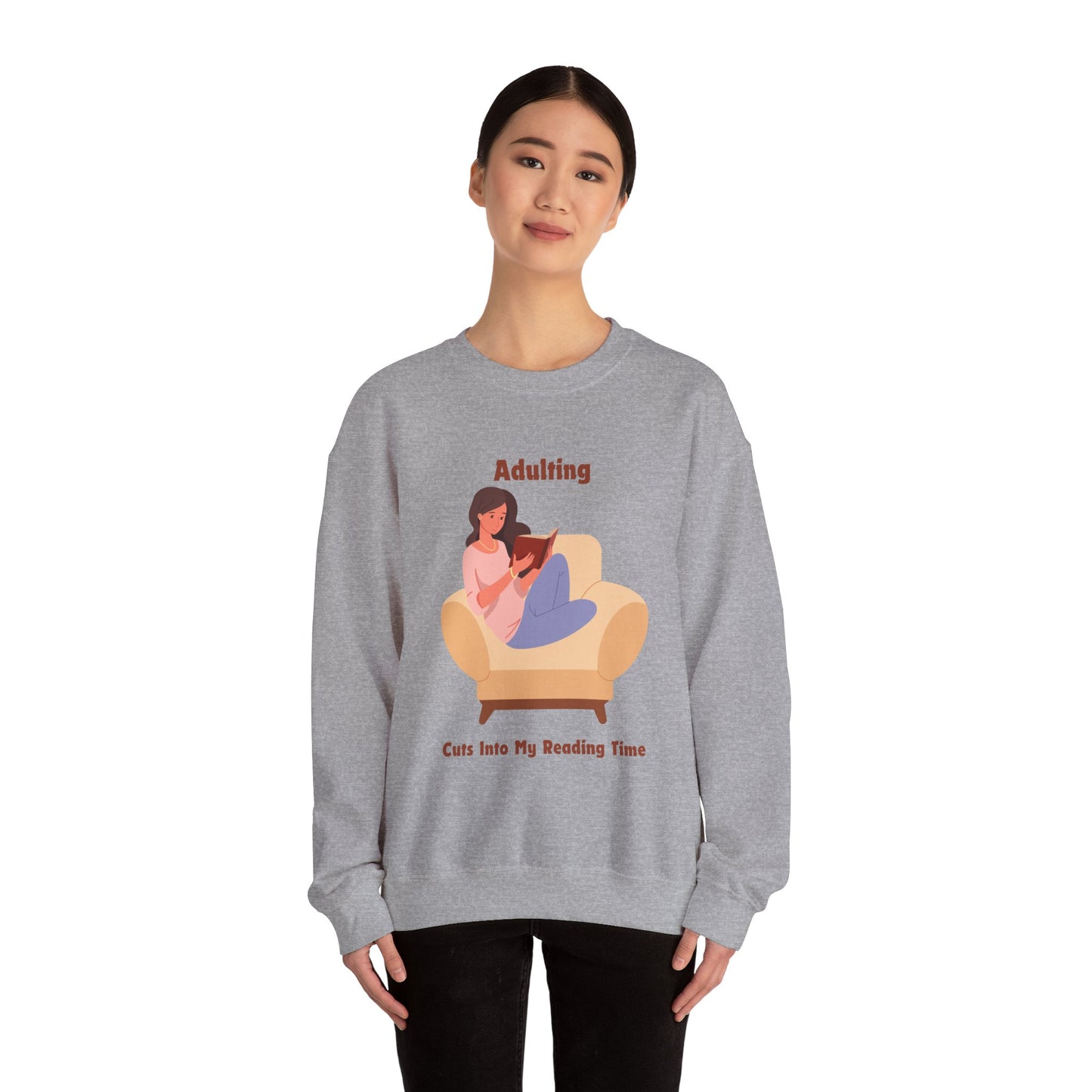 Adulting Cuts into My Reading Time Sweatshirt, Perfect Gift for Book Lovers, Literary Apparel, Cozy Reading Gift, Cute Bookworm Crewneck