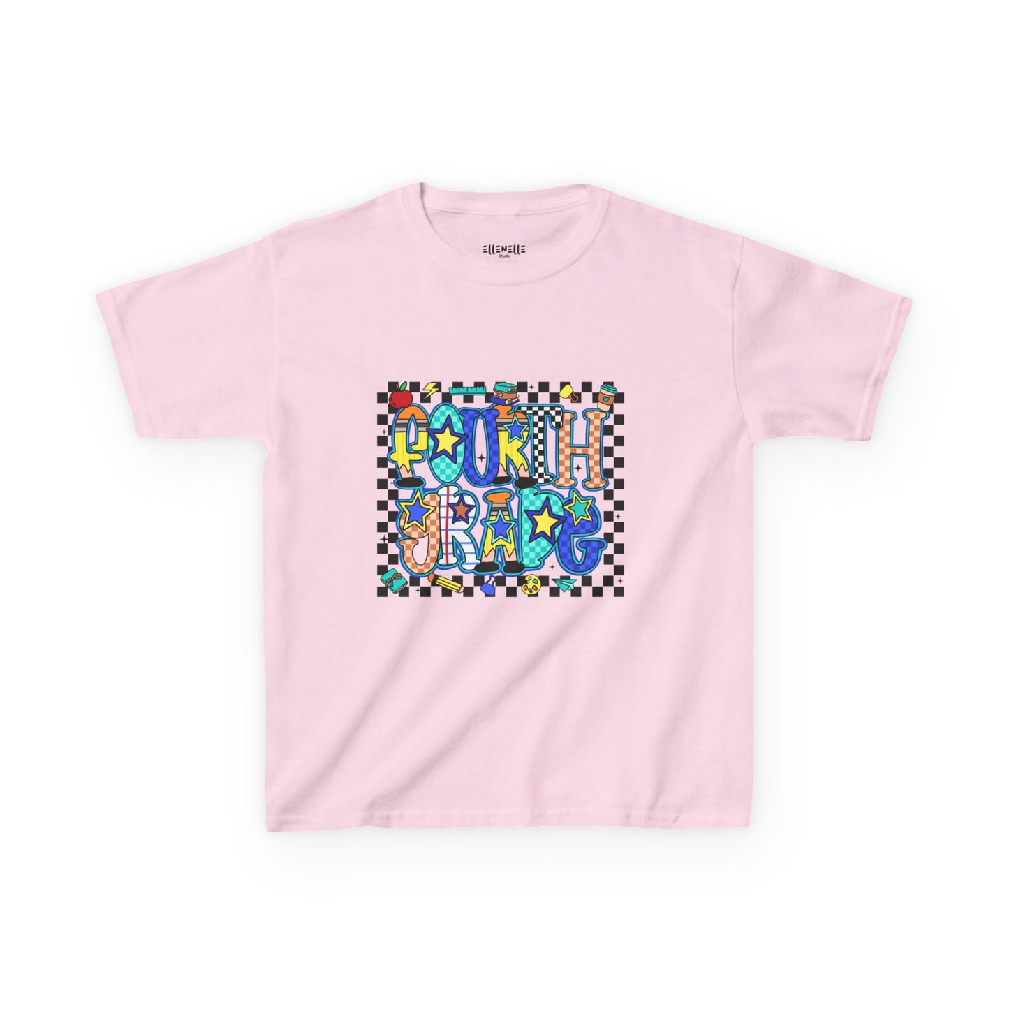 Fourth Grade T‑Shirt — Checkerboard Back-to-School Tee