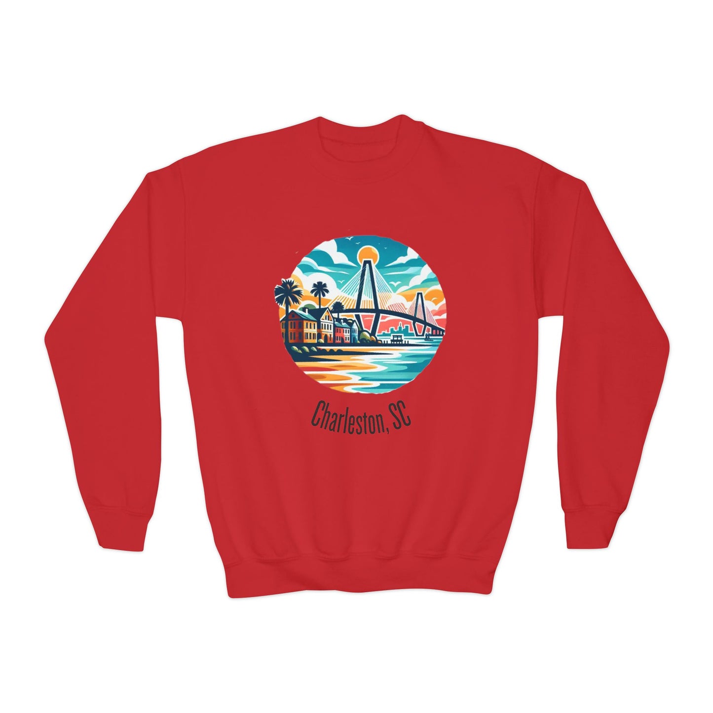 Charleston SC Youth Crewneck Sweatshirt, Cozy Kids Sweater, Gift for Young Explorers, Summer Vibes, Travel Apparel
