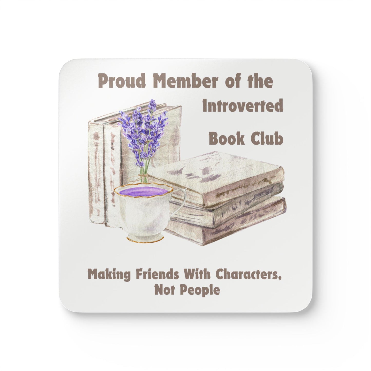 Introverted Book Club Cork Coaster Set | Perfect Gift for Book Lovers, Home Decor, Reading Nook, Cozy Vibes, Coffee Table Accessory