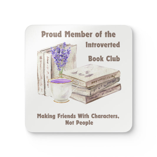 Introverted Book Club Cork Coaster Set | Perfect Gift for Book Lovers, Home Decor, Reading Nook, Cozy Vibes, Coffee Table Accessory