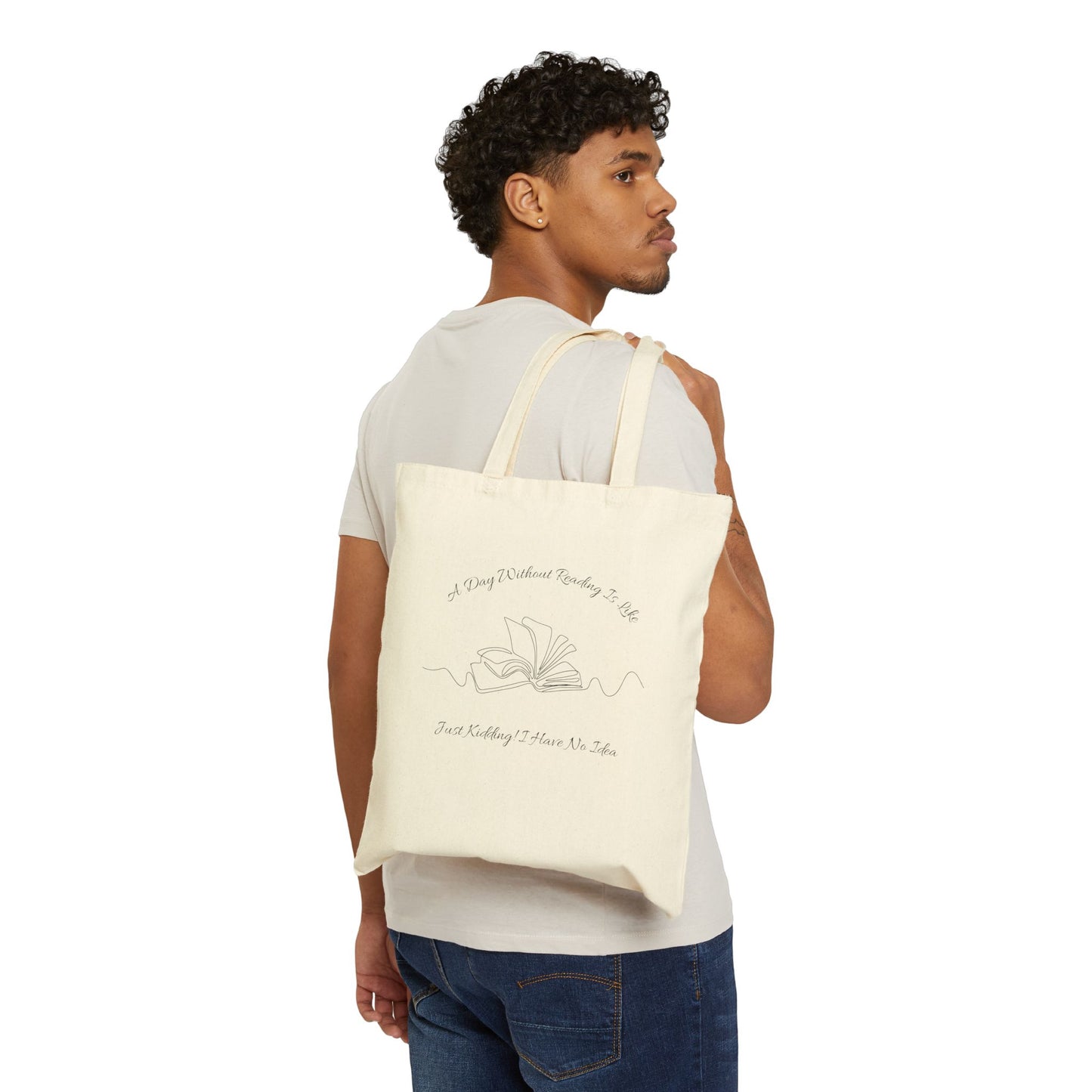 A Day Without Reading Cotton Canvas Tote Bag, Literary Gift, Book Lover Bag, Eco-Friendly Shopping Tote, Reading Enthusiast Accessories