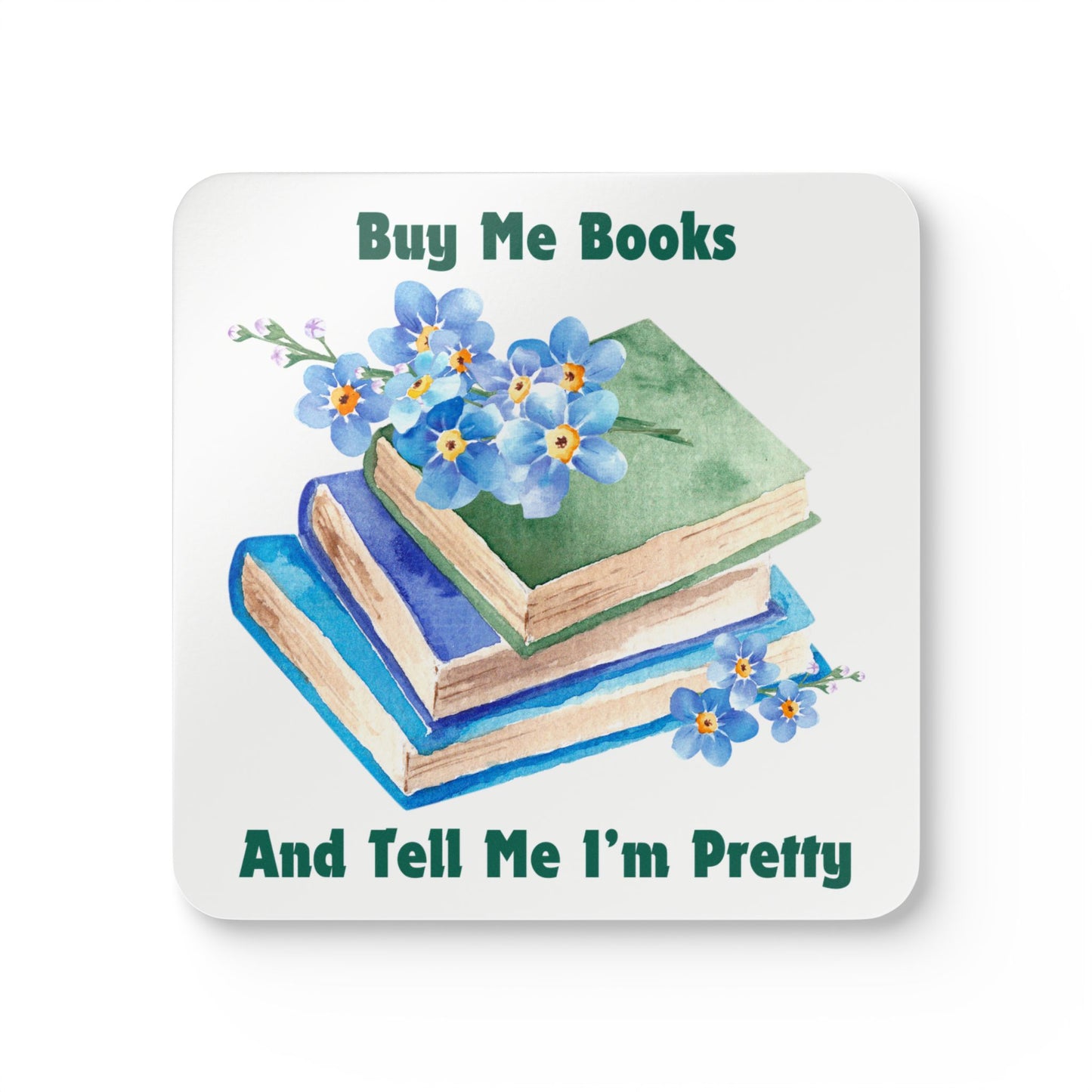 Buy Me Books Cork Coaster Set | Perfect Gift for Book Lovers, Home Decor, Reading Nook, Cozy Vibes, Coffee Table Accessory