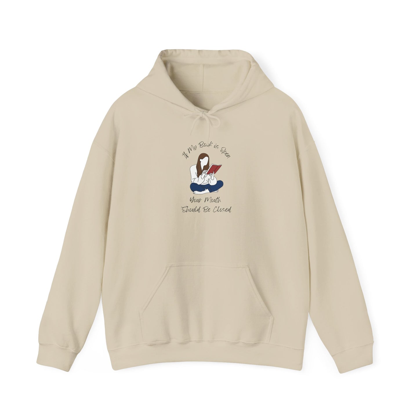 If My Book is Open... Unisex Hooded Sweatshirt with Library Design, Cozy Literature Hoodie for Book Lovers, Perfect Gift for Readers, Literary [...]