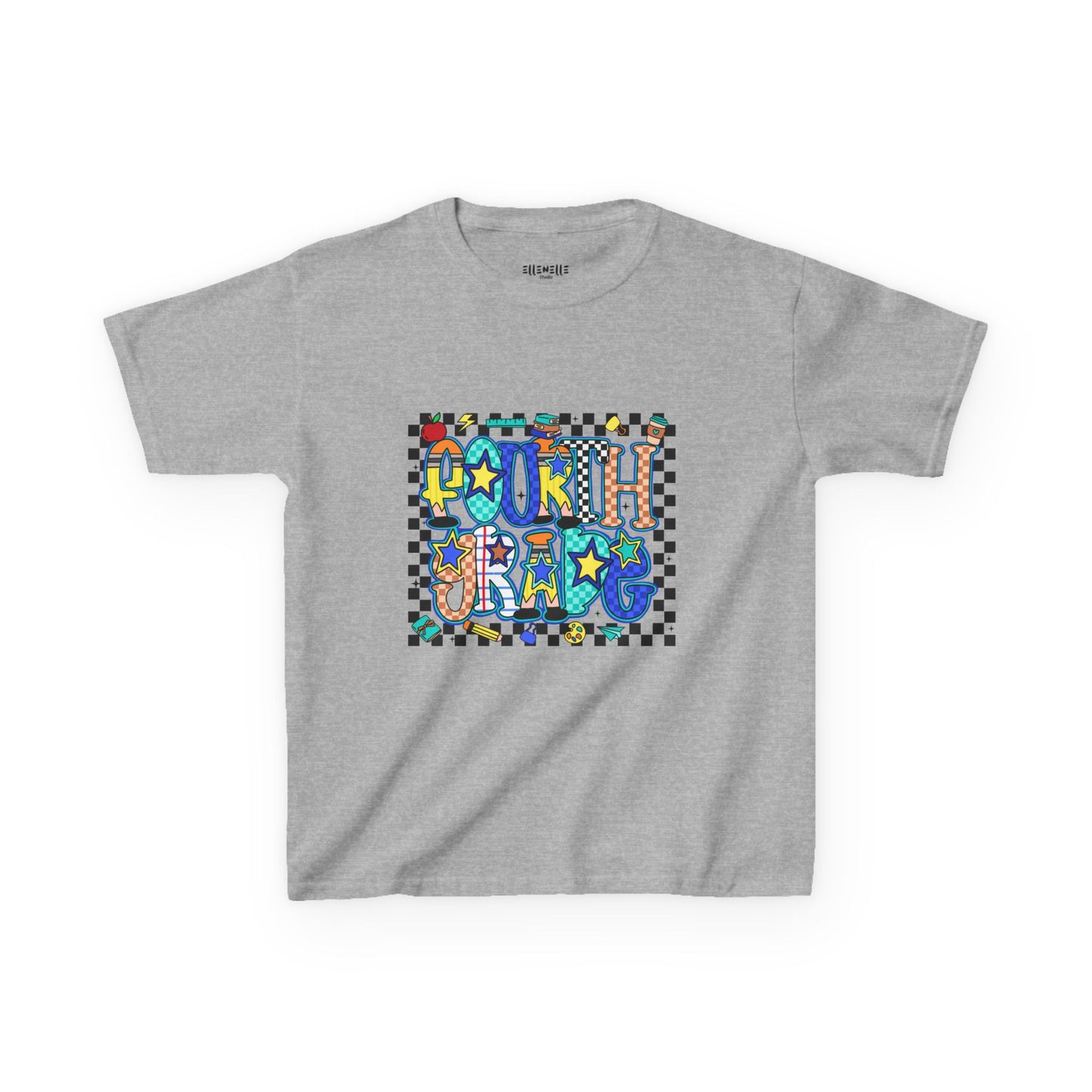 Fourth Grade T‑Shirt — Checkerboard Back-to-School Tee