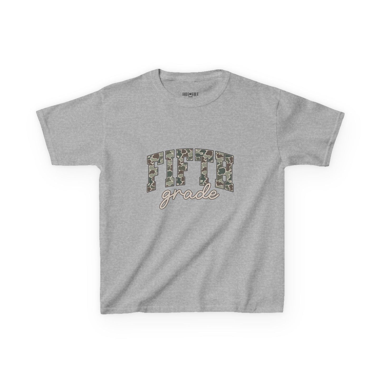 Camo Fifth Grade T‑Shirt — Neutral Back-to-School Tee
