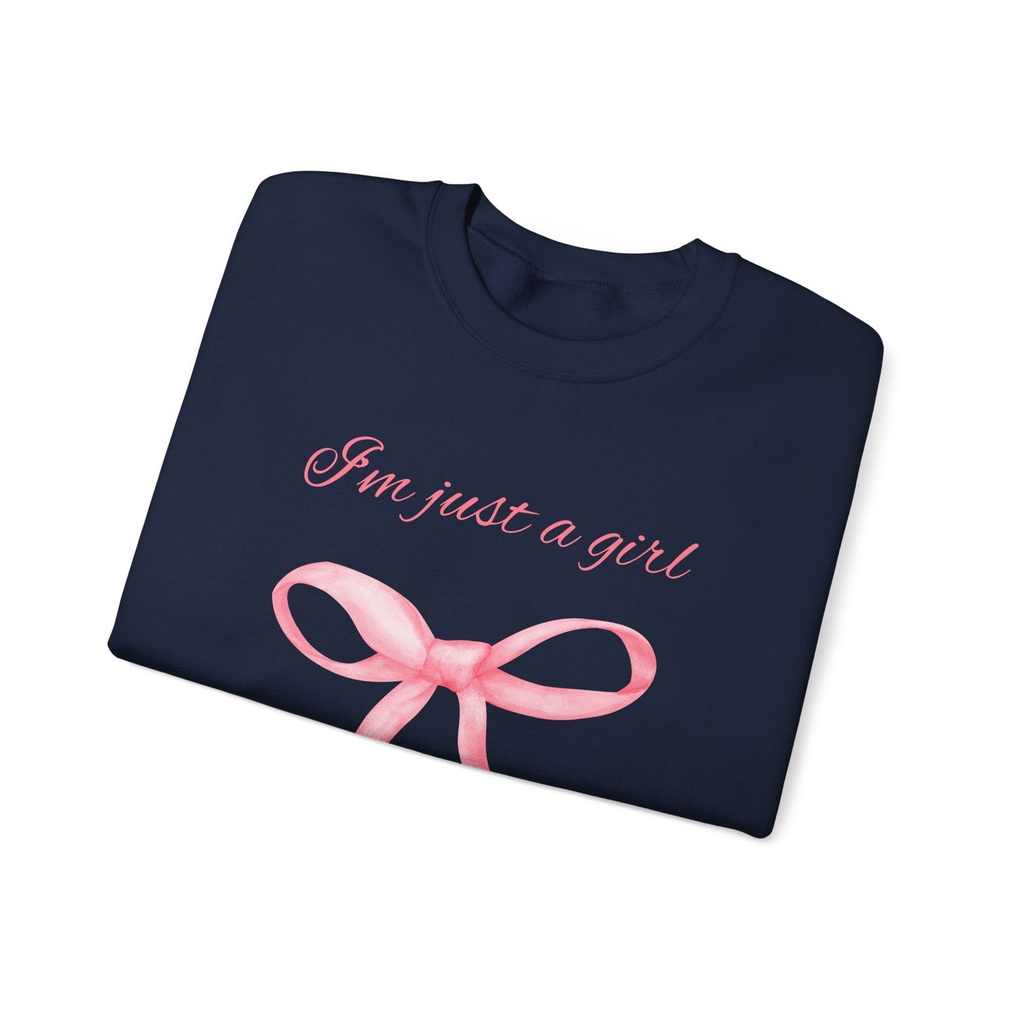 I'm Just a Girl, Pink Bow Sweatshirt, Cozy Sweatshirt, Perfect Gift for Pink Bow Lovers, Crewneck