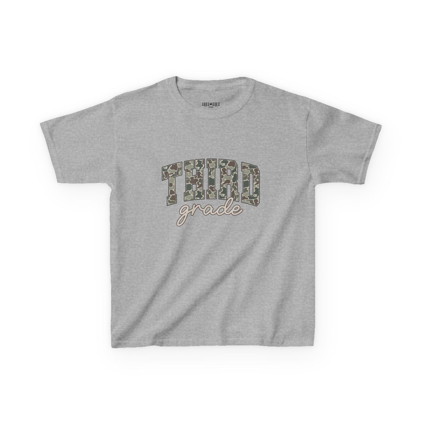 Camo Third Grade T‑Shirt — Neutral Back-to-School Tee