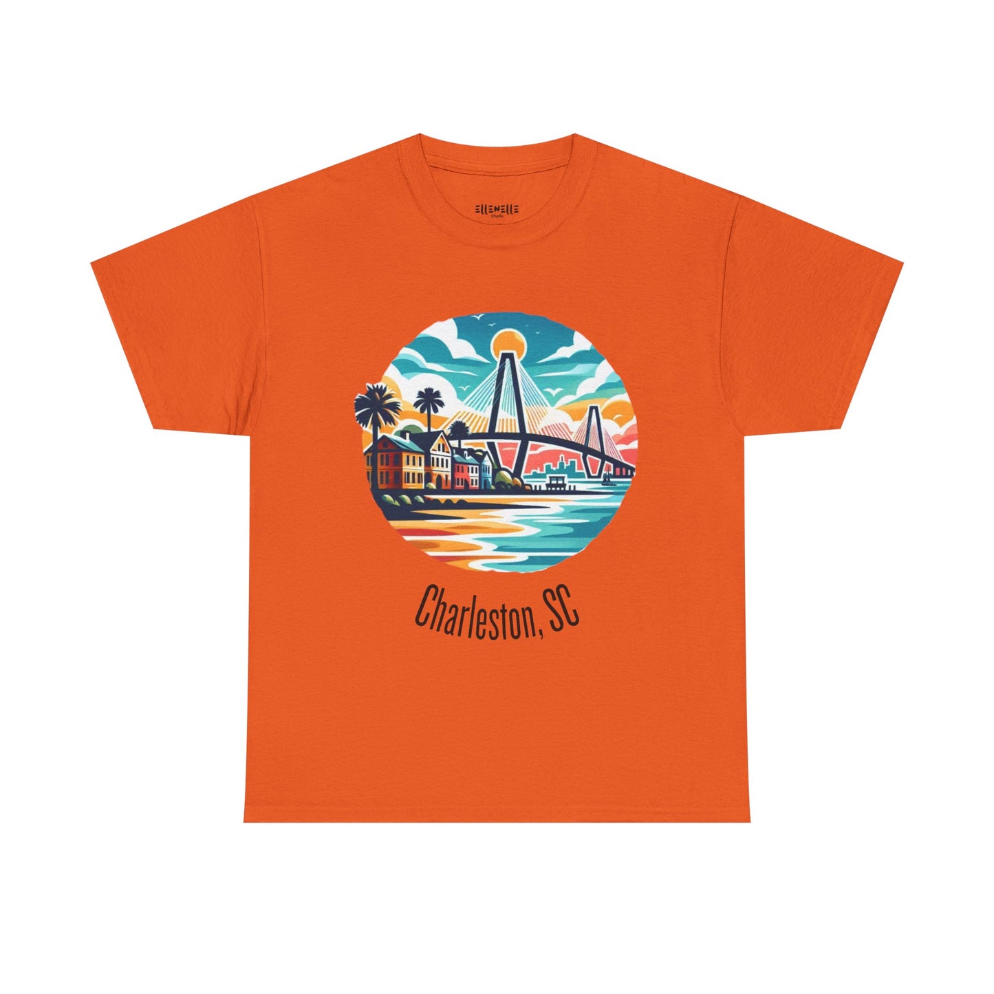 Charleston SC Unisex Heavy Cotton Tee, Beach Vibes Shirt, Casual Wear, Travel Souvenir, Retro Graphic T-shirt, Gift for Him/Her