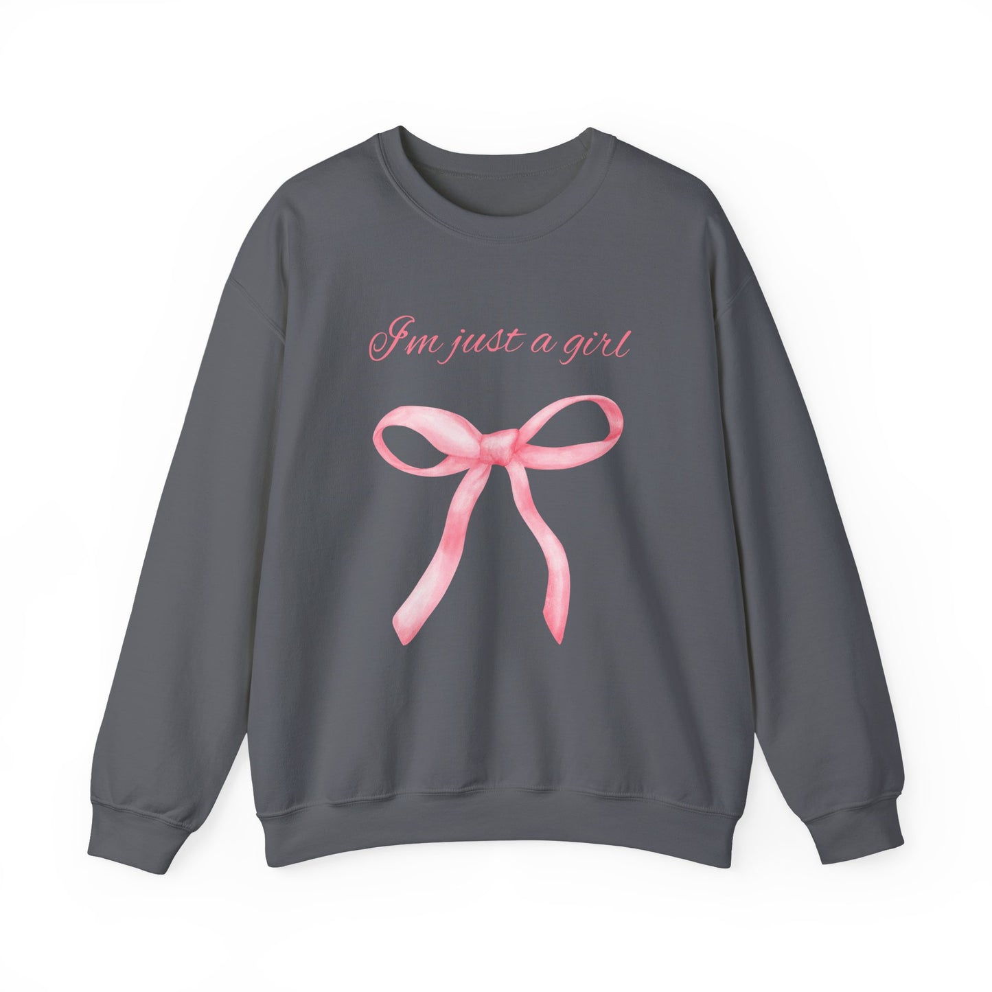 I'm Just a Girl, Pink Bow Sweatshirt, Cozy Sweatshirt, Perfect Gift for Pink Bow Lovers, Crewneck