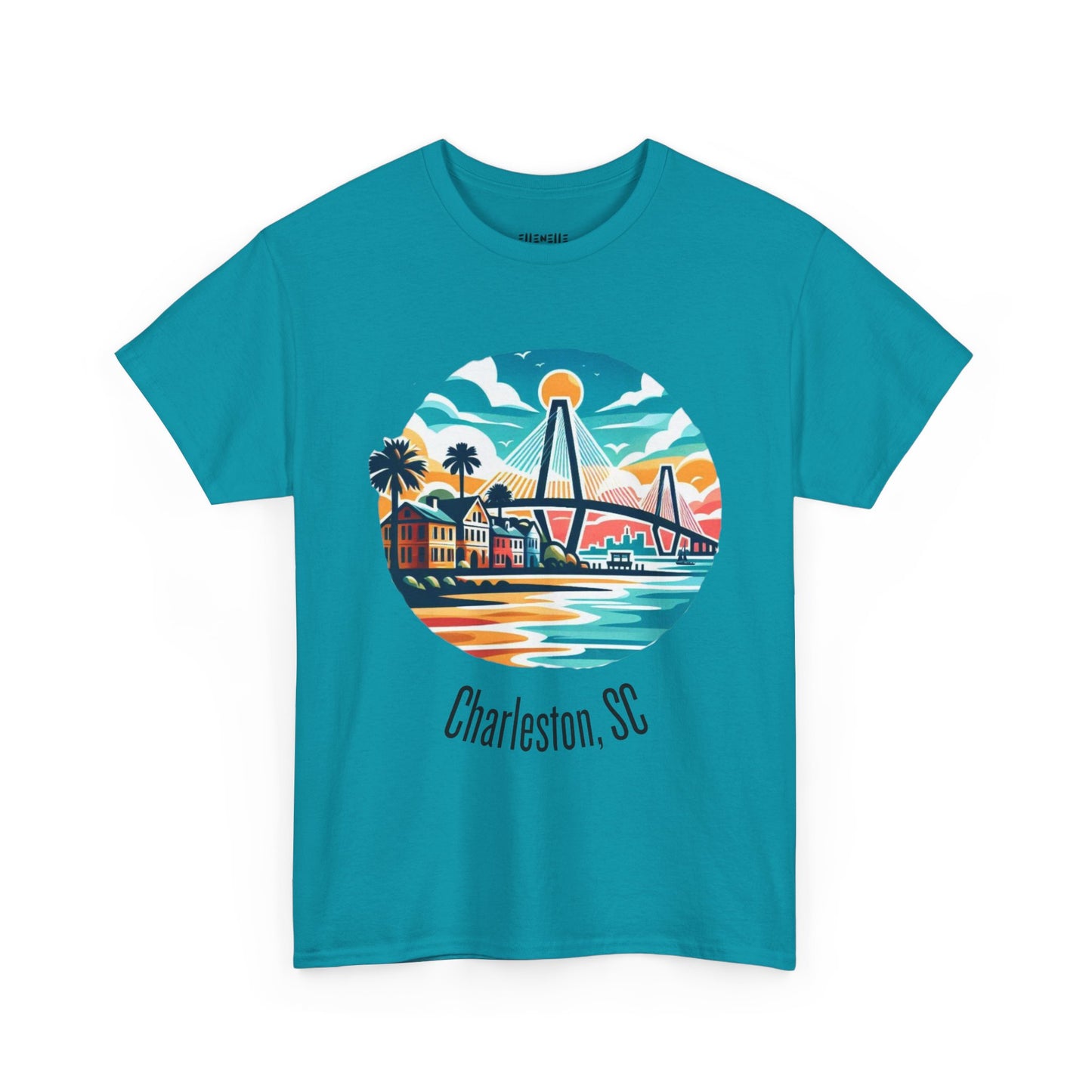 Charleston SC Unisex Heavy Cotton Tee, Beach Vibes Shirt, Casual Wear, Travel Souvenir, Retro Graphic T-shirt, Gift for Him/Her