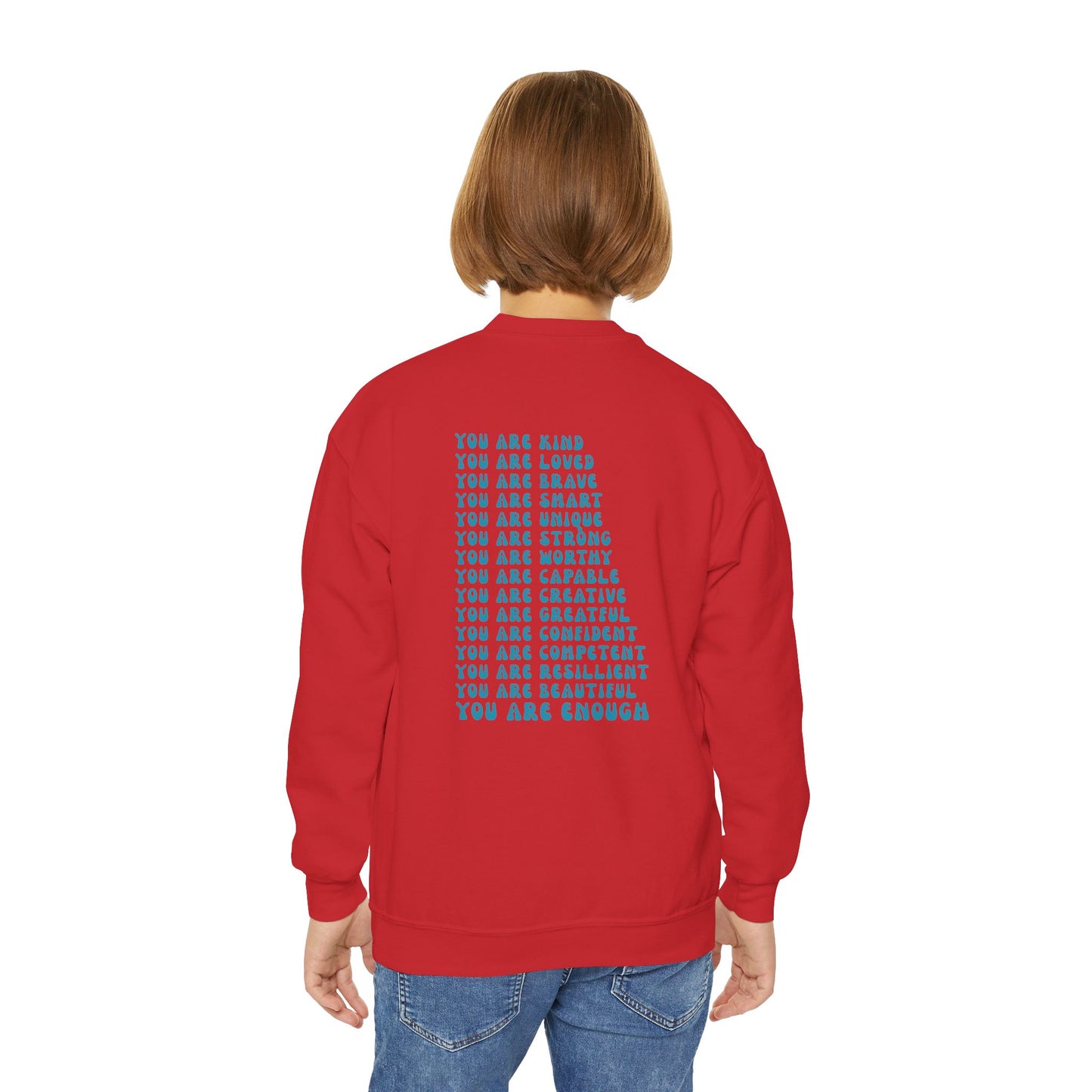 You Are Enough Empowering Youth Crewneck Sweatshirt, Inspirational Apparel, Affirmation Gift, Motivational Sweatshirt, Positive Vibes Clothing
