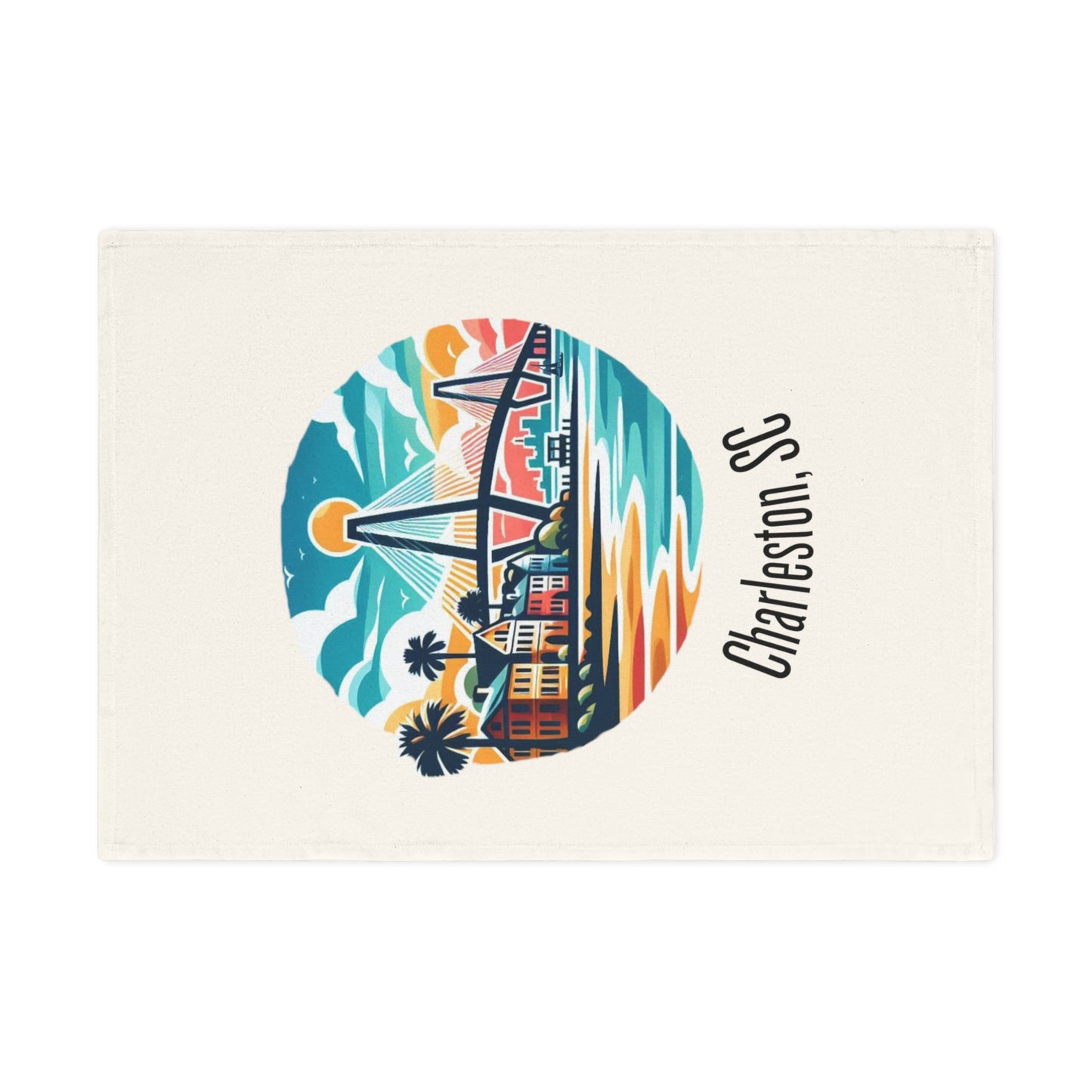 Charleston SC Cotton Tea Towel | Vibrant Kitchen Decor, Charleston Souvenir, Gift for Home Cooks, Coastal Living, Beach House Accessory