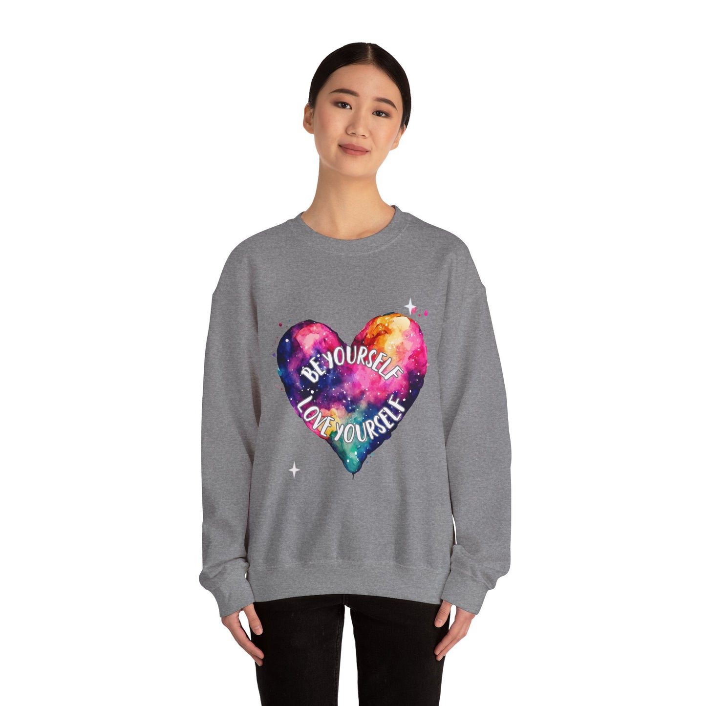 Be Yourself Love Yourself Empowering Unisex Crewneck Sweatshirt, Affirmation Apparel, Motivational Gift, Cozy Self-Care Clothing, Inspirational Wear