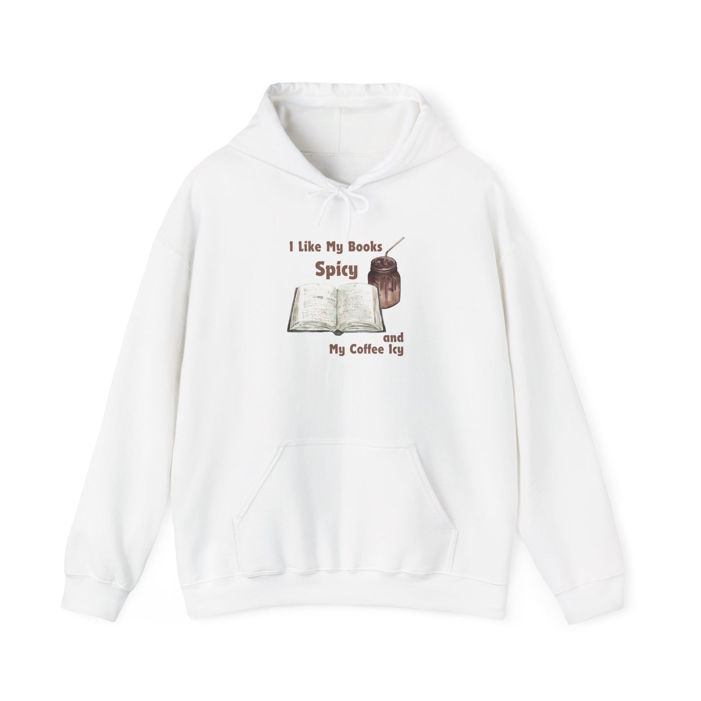 I Like My Books Spicy... Unisex Hooded Sweatshirt with Library Design, Cozy Literature Hoodie for Book Lovers, Perfect Gift for Readers, Literary [...]