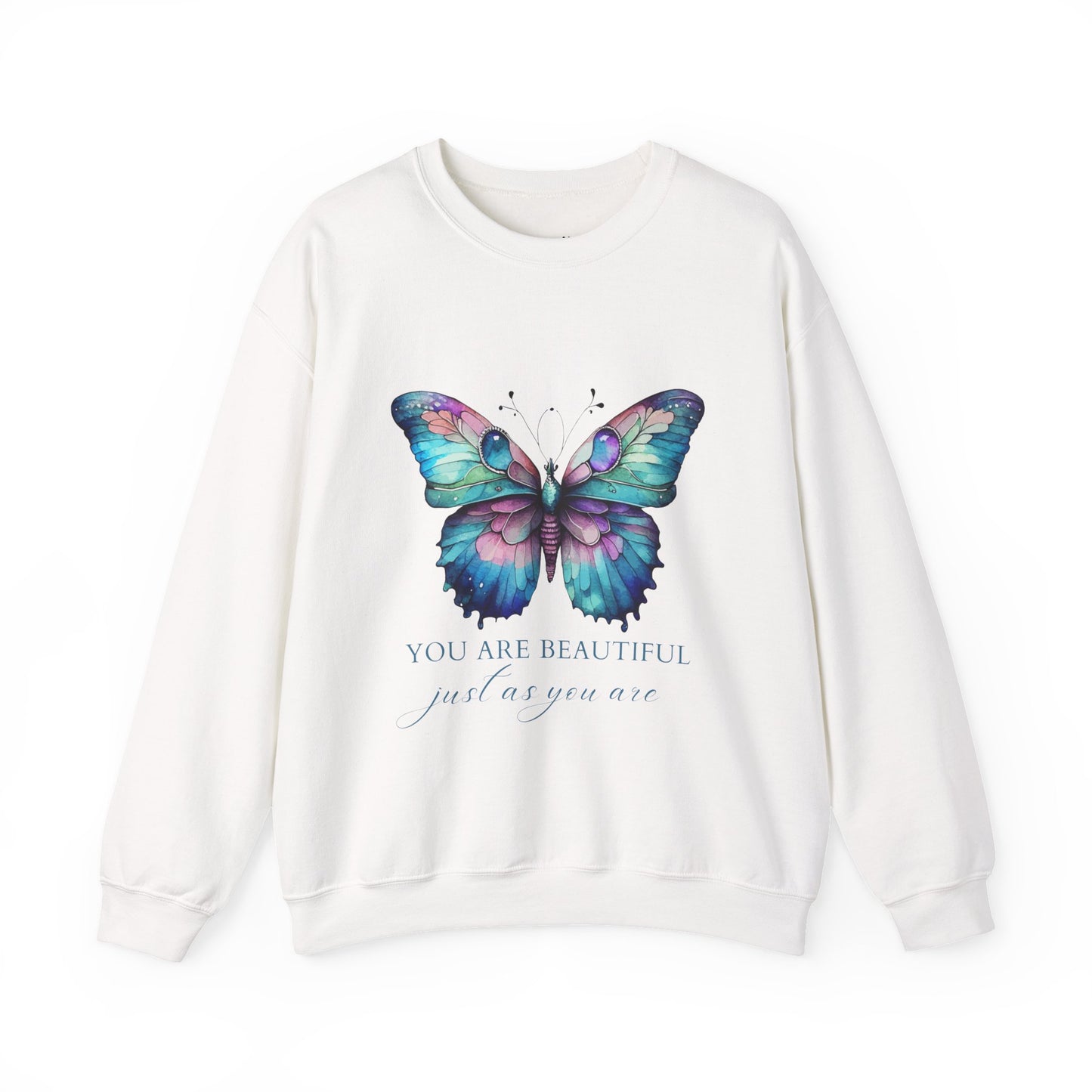 You Are  Beautiful Empowering Unisex Crewneck Sweatshirt, Affirmation Apparel, Motivational Gift, Cozy Self-Care Clothing, Inspirational Wear