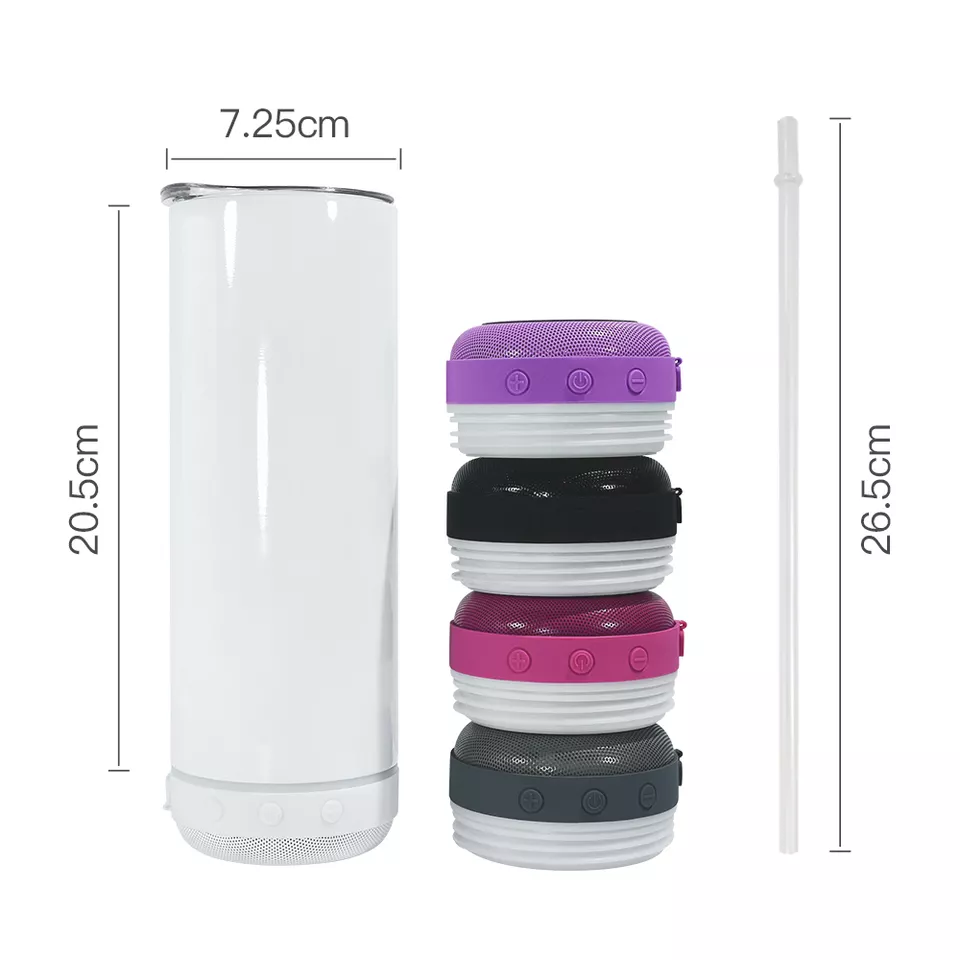 Custom Bluetooth Speaker Tumbler, 20oz Stainless Steel
