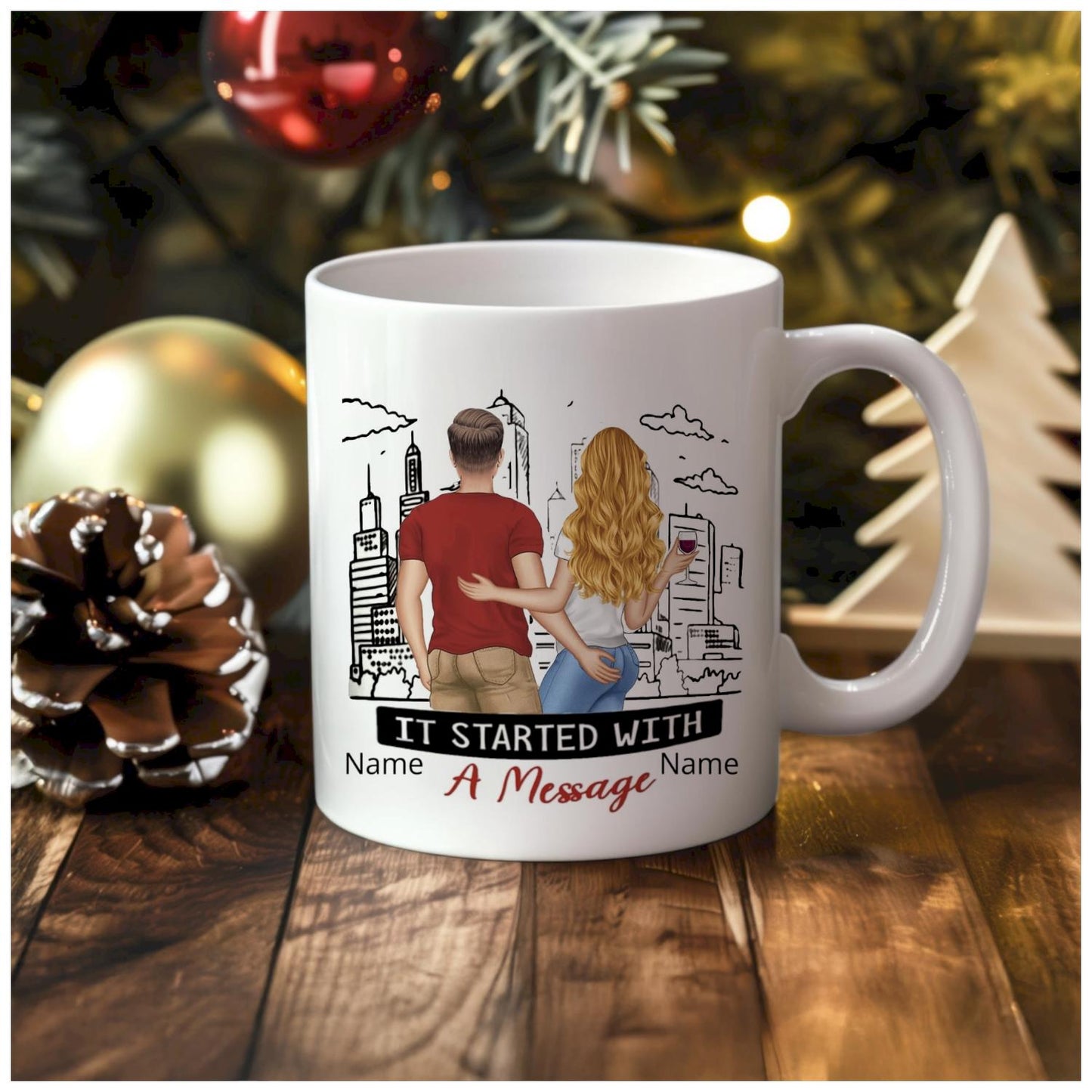 Couple Ceramic Mug Personalized with 2 Names