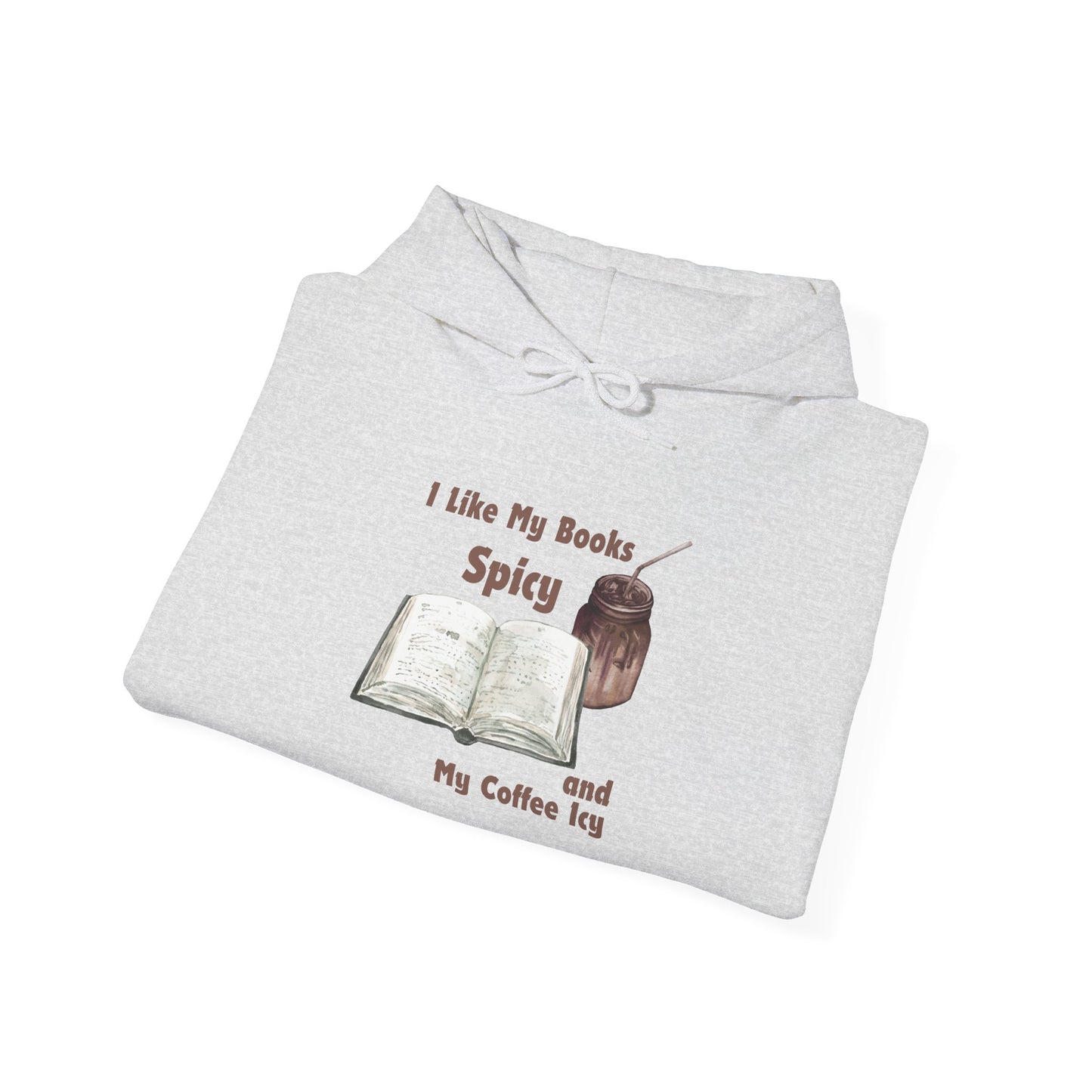 I Like My Books Spicy... Unisex Hooded Sweatshirt with Library Design, Cozy Literature Hoodie for Book Lovers, Perfect Gift for Readers, Literary [...]