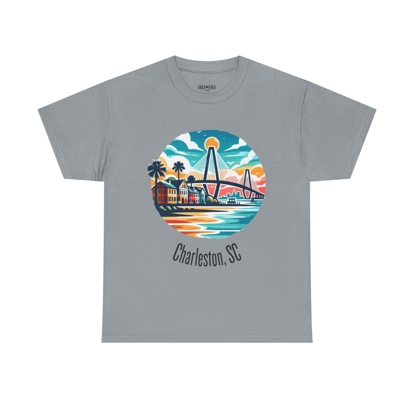 Charleston SC Unisex Heavy Cotton Tee, Beach Vibes Shirt, Casual Wear, Travel Souvenir, Retro Graphic T-shirt, Gift for Him/Her