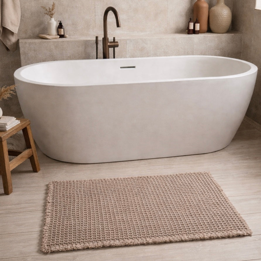 Siena Bath Mat – Neutral Textured Bathroom Rug