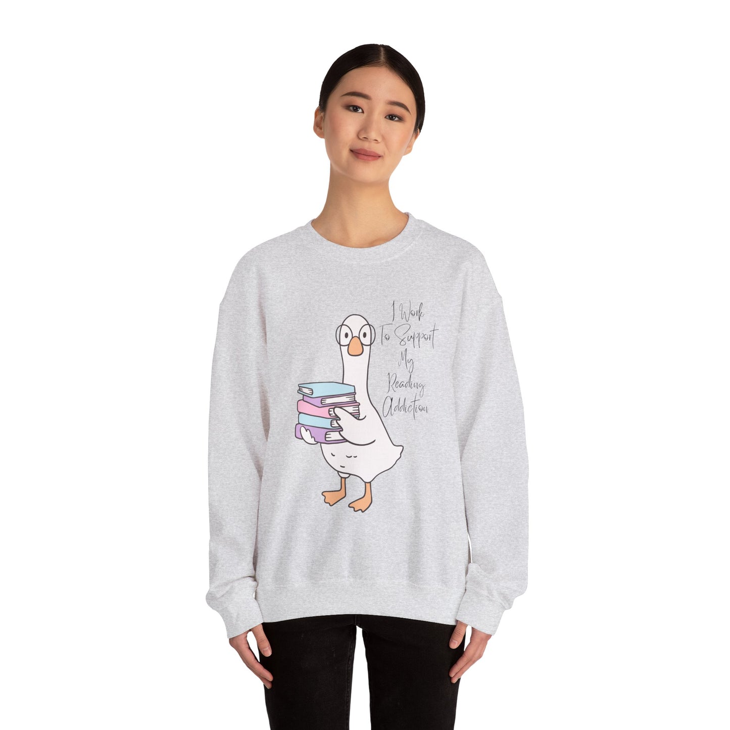 I Work to Support My Reading Addiction Sweatshirt, Perfect Gift for Book Lovers, Literary Apparel, Cozy Reading Gift, Cute Bookworm Crewneck