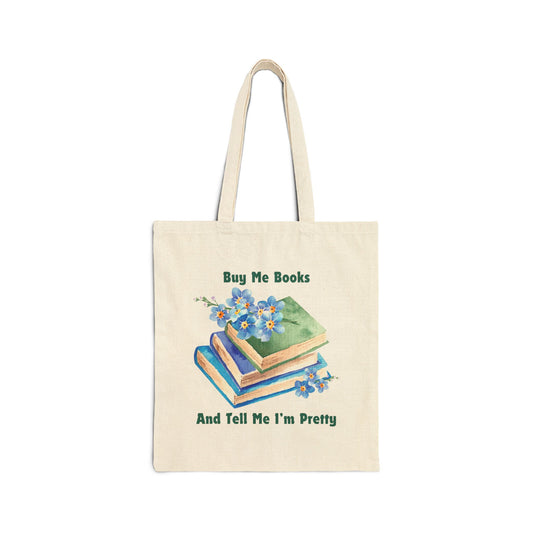 Buy Me Books Cotton Canvas Tote Bag, Literary Gift, Book Lover Bag, Eco-Friendly Shopping Tote, Reading Enthusiast Accessories