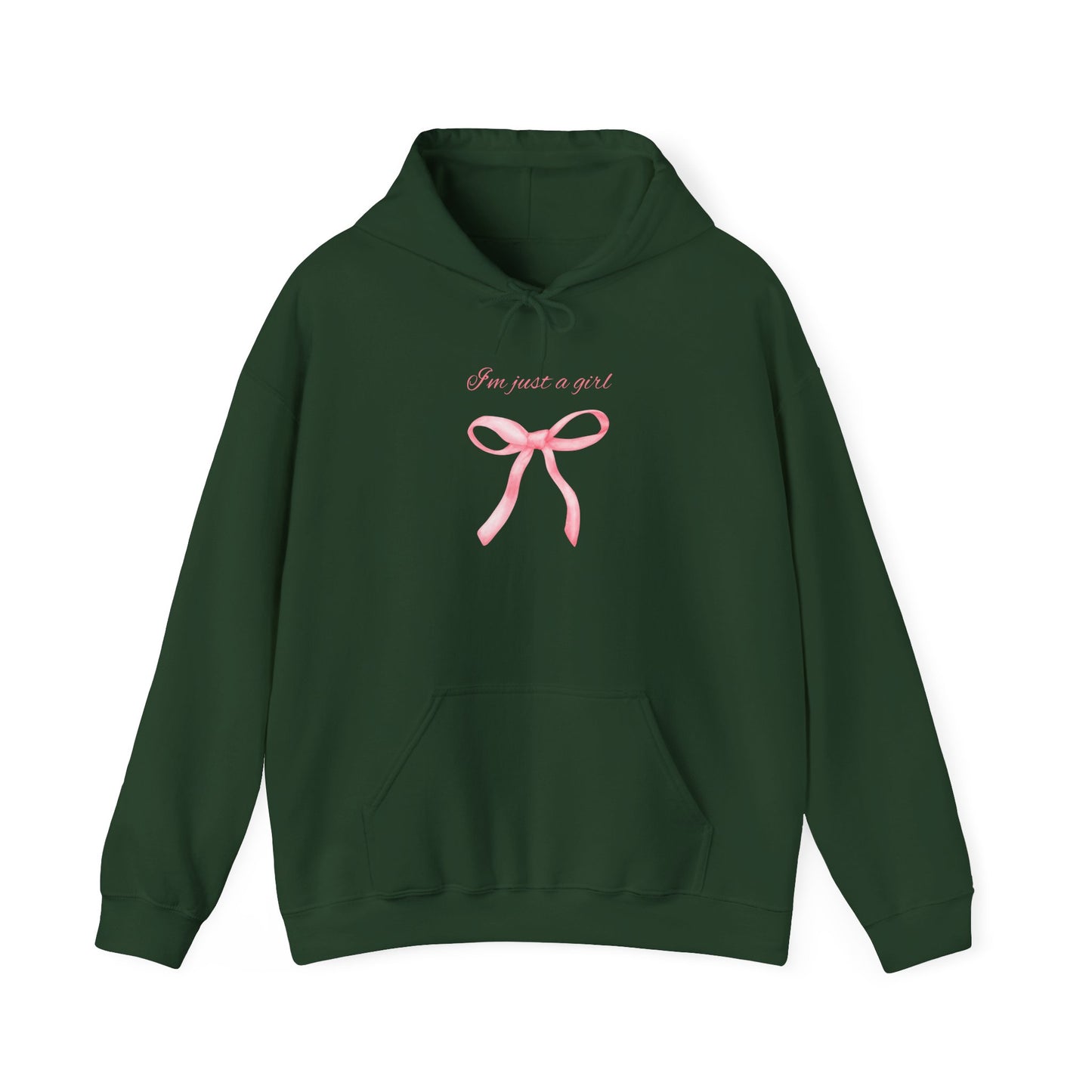 I'm Just a Girl, Pink Bow Sweatshirt Hooded Sweatshirt, Cozy Hoodie, Perfect Gift for Pink Bow Lovers