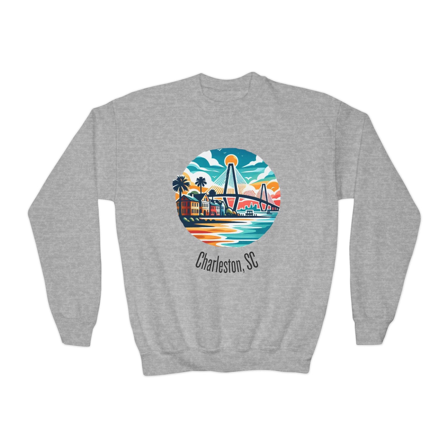 Charleston SC Youth Crewneck Sweatshirt, Cozy Kids Sweater, Gift for Young Explorers, Summer Vibes, Travel Apparel