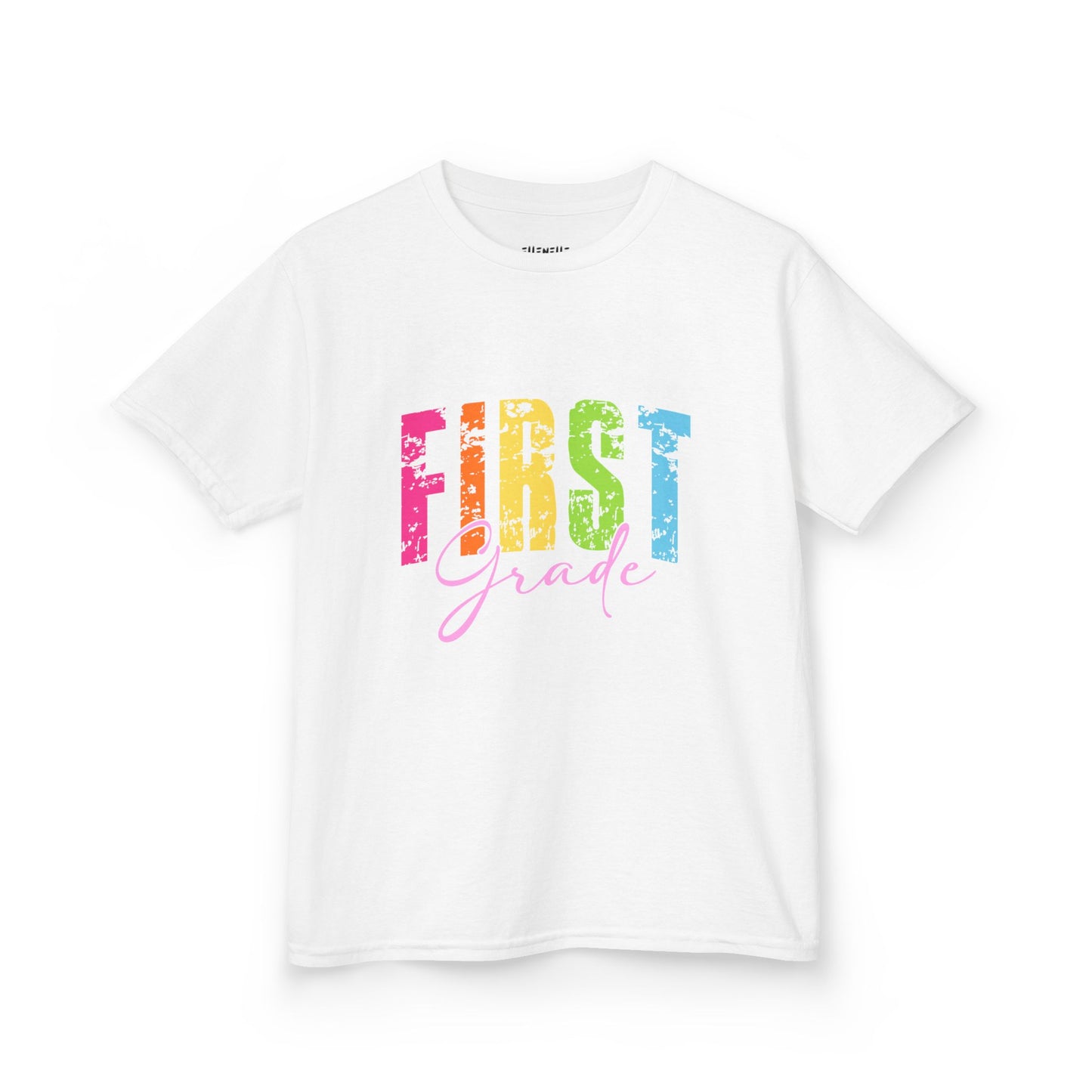 Distressed First Grade T‑Shirt — Bright Back-to-School Tee
