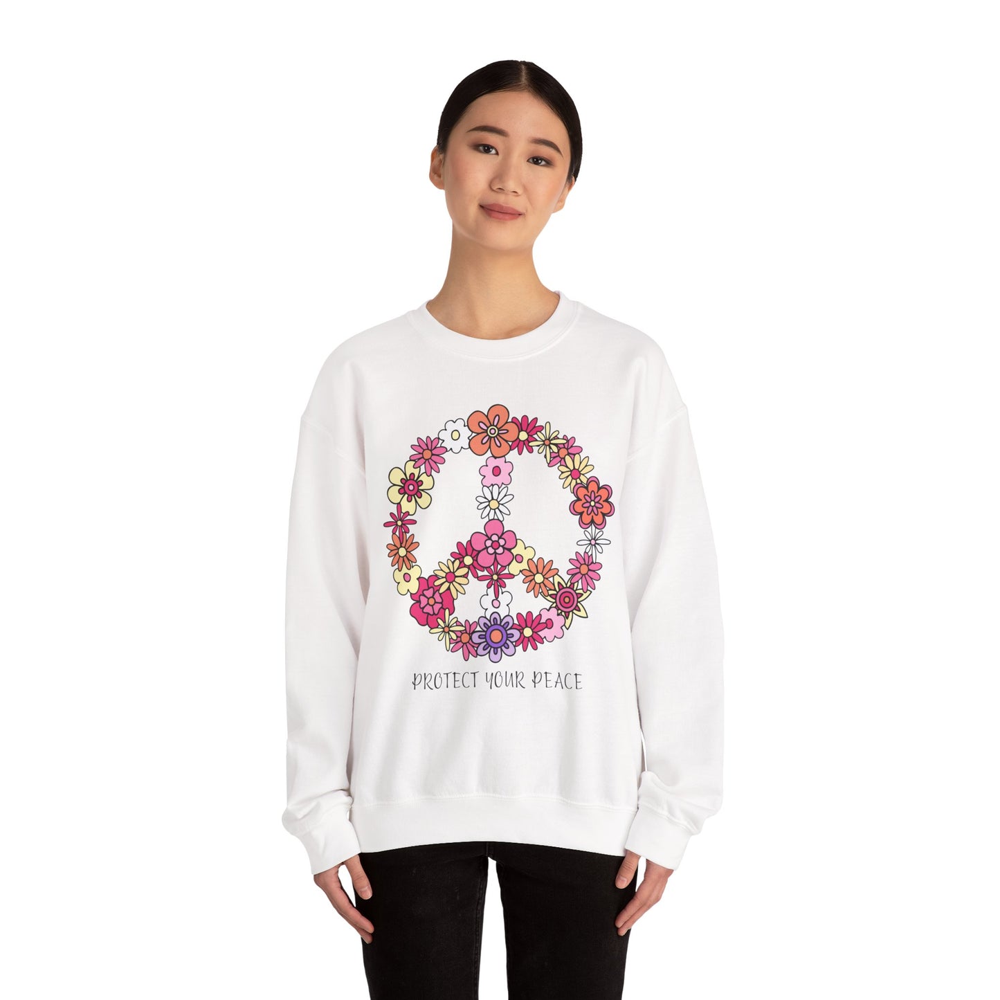 Protect Your Peace Empowering Unisex Crewneck Sweatshirt, Affirmation Apparel, Motivational Gift, Cozy Self-Care Clothing, Inspirational Wear