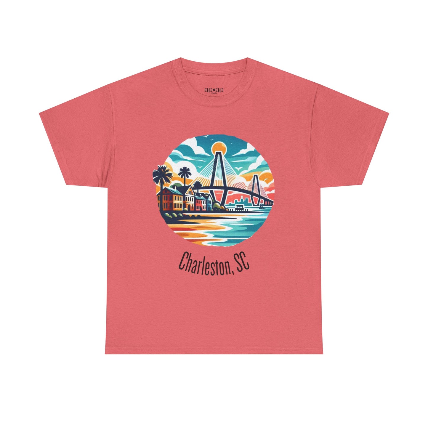 Charleston SC Unisex Heavy Cotton Tee, Beach Vibes Shirt, Casual Wear, Travel Souvenir, Retro Graphic T-shirt, Gift for Him/Her