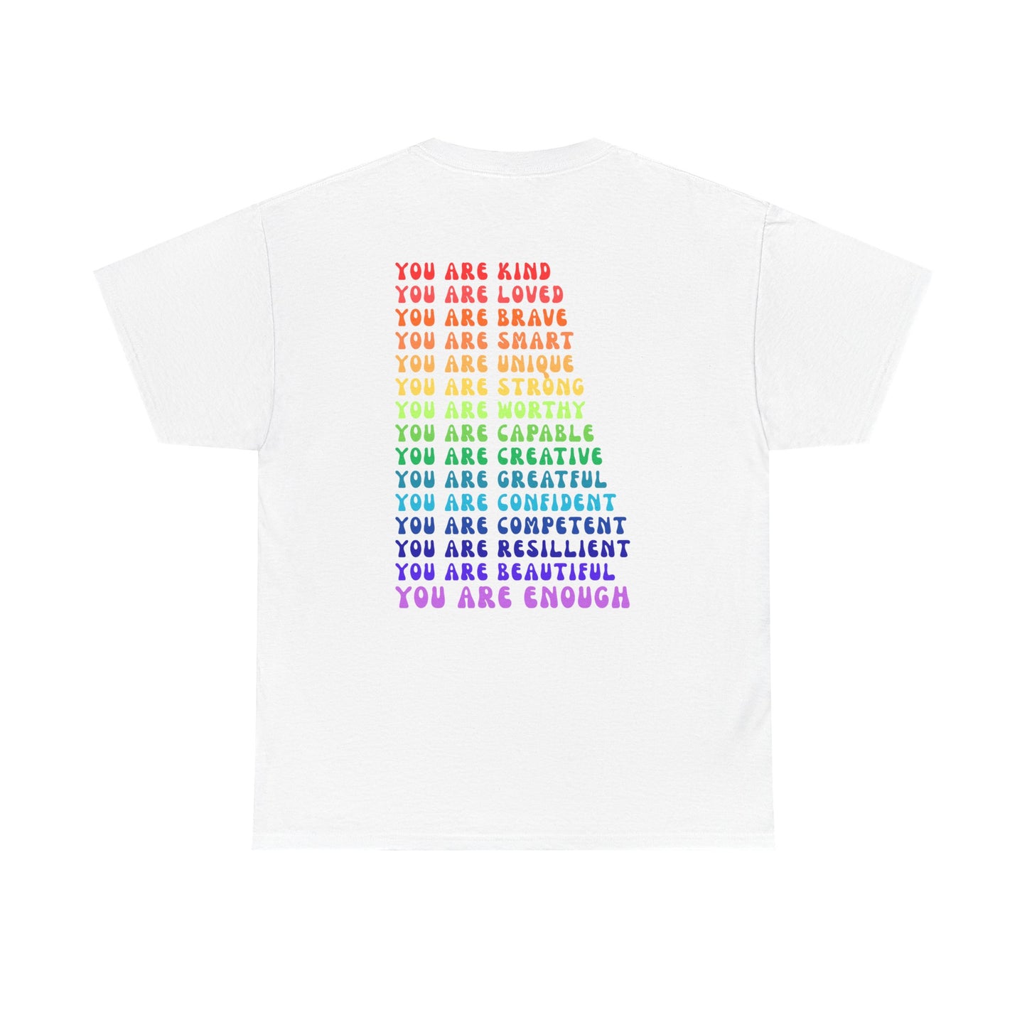 Colorful You Are Enough Empowering Unisex Heavy Cotton Tee, Self-Love T-Shirt, Affirmation Apparel, Gift for Friends, Motivational Clothing