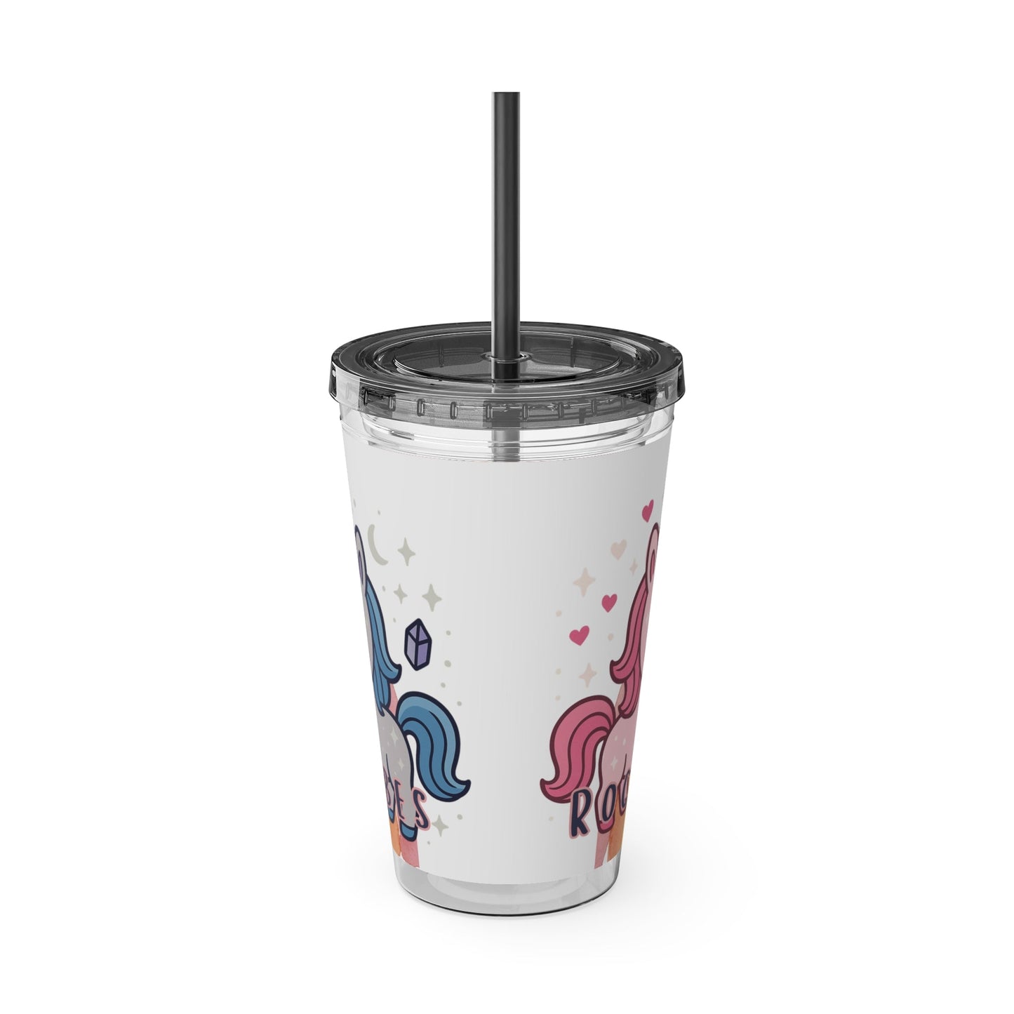 Tumbler Sunsplash Unicorn,  16oz Cup with Straw, Ideal for Kids, Rocking Good Vibes