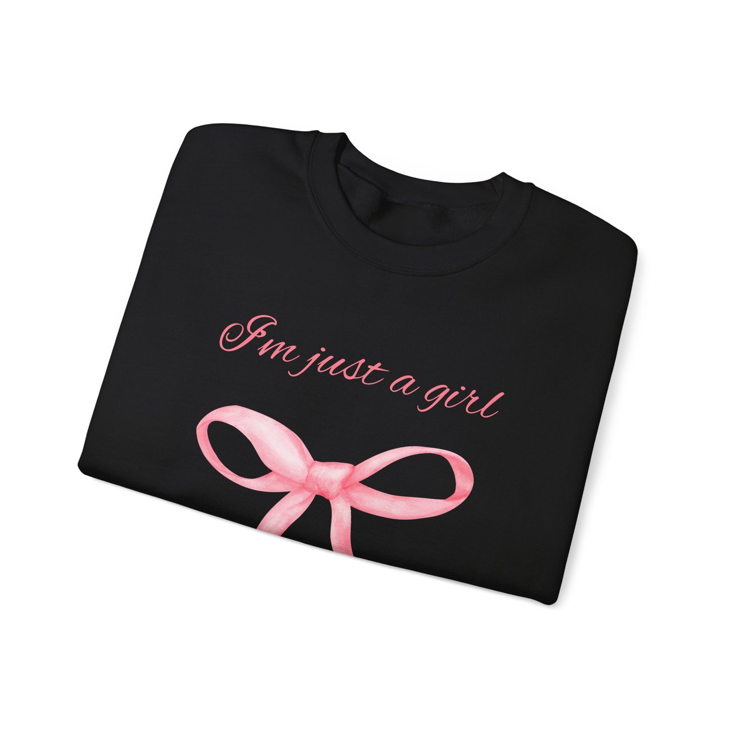 I'm Just a Girl, Pink Bow Sweatshirt, Cozy Sweatshirt, Perfect Gift for Pink Bow Lovers, Crewneck