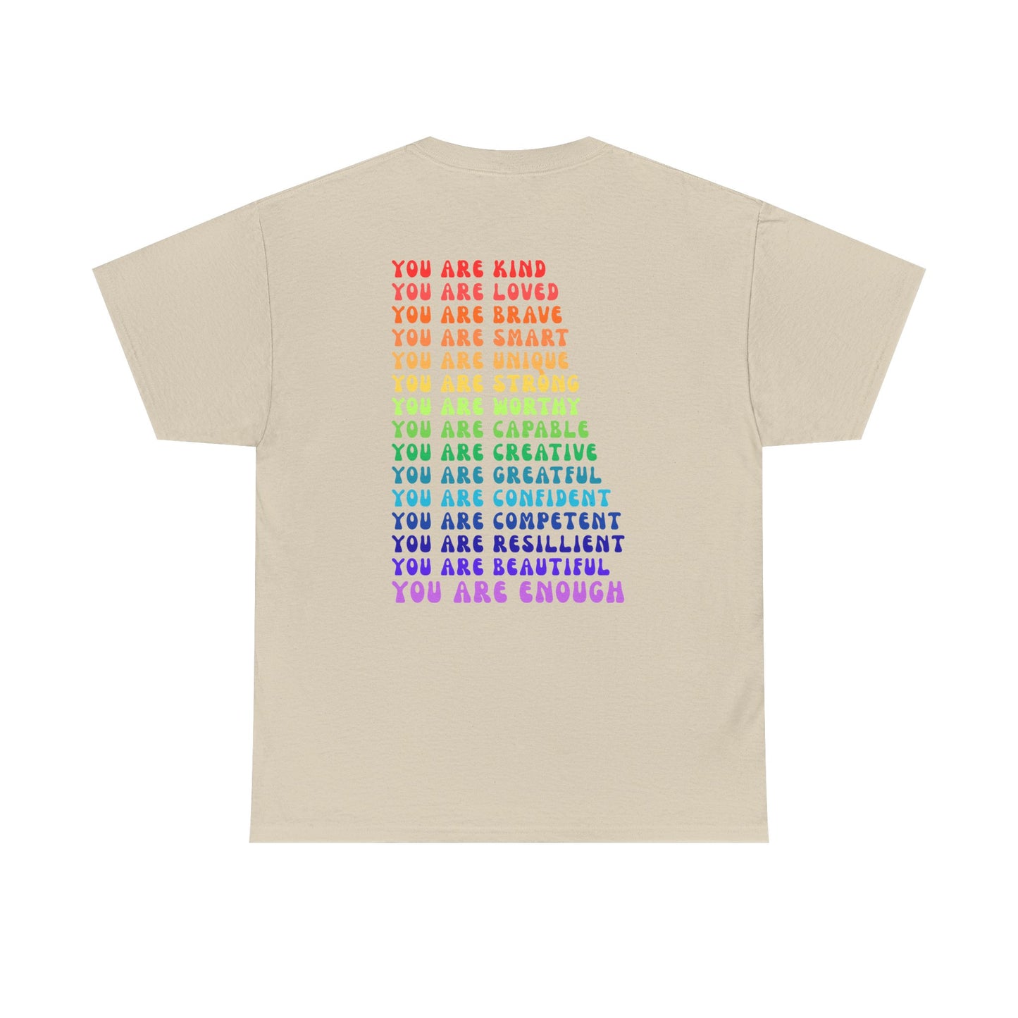 Colorful You Are Enough Empowering Unisex Heavy Cotton Tee, Self-Love T-Shirt, Affirmation Apparel, Gift for Friends, Motivational Clothing