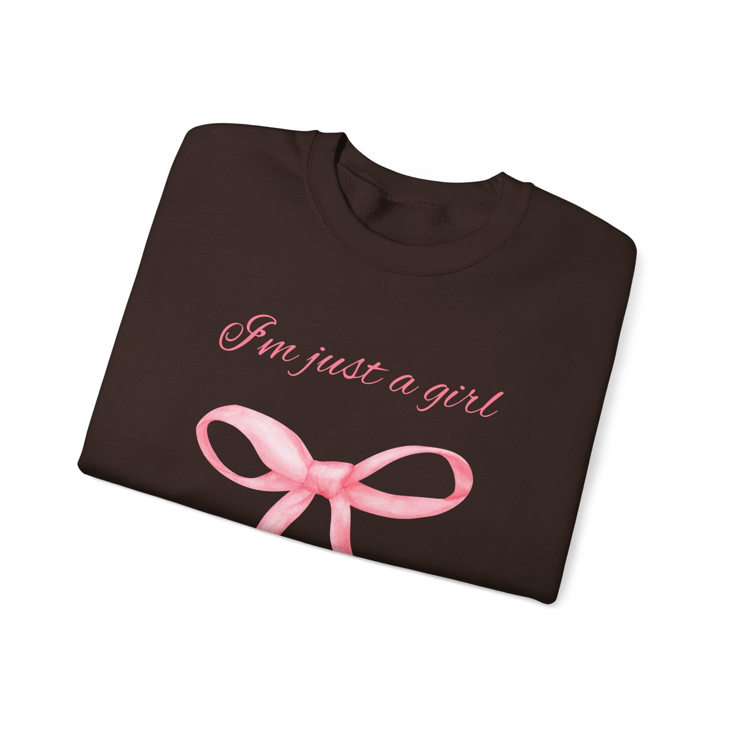 I'm Just a Girl, Pink Bow Sweatshirt, Cozy Sweatshirt, Perfect Gift for Pink Bow Lovers, Crewneck
