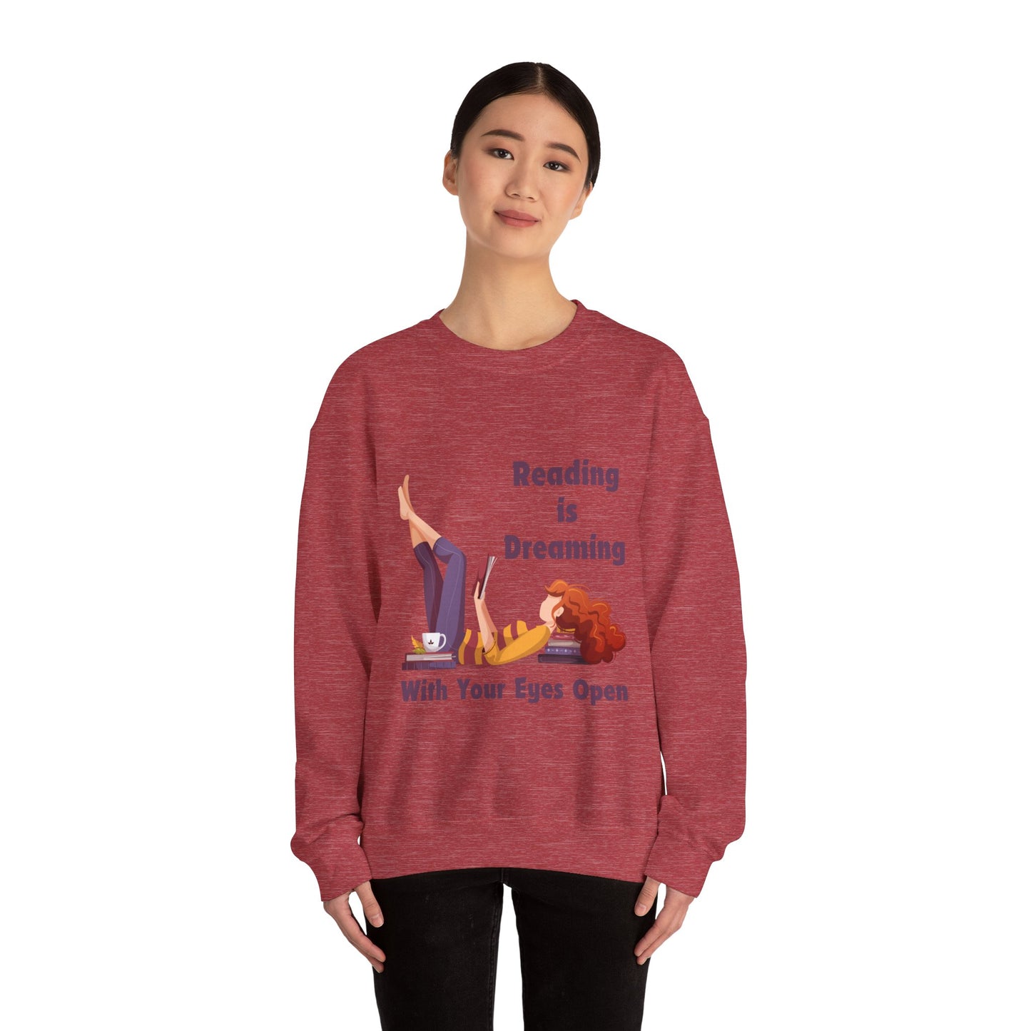 Reading is Dreaming With My Eyes Open... Sweatshirt, Perfect Gift for Book Lovers, Literary Apparel, Cozy Reading Gift, Cute Bookworm Crewneck