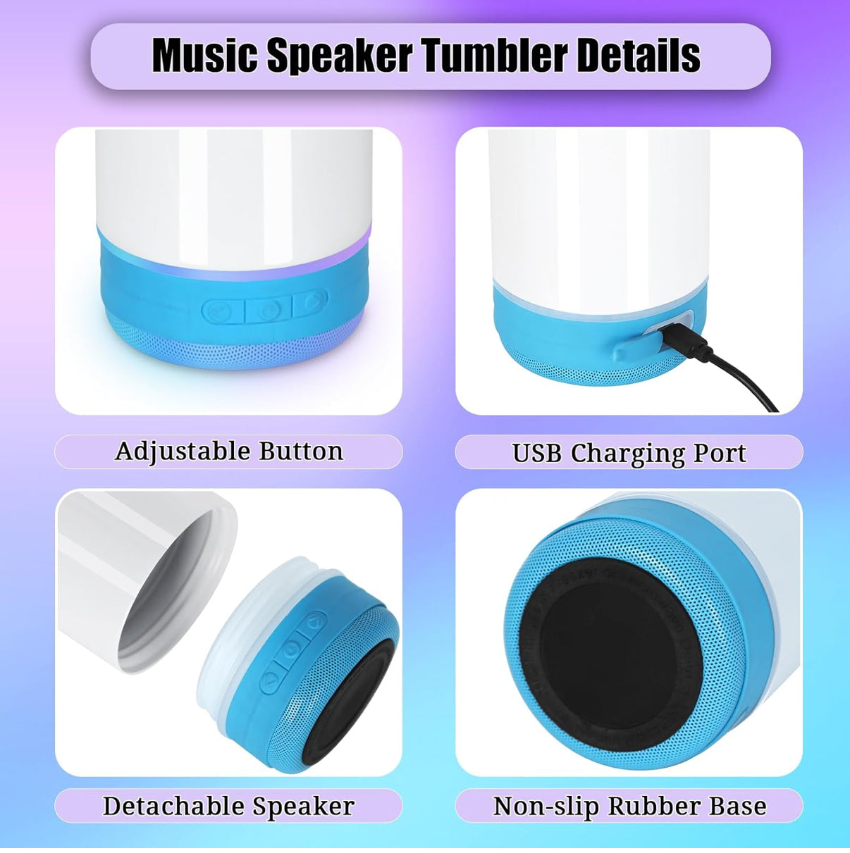 Custom Bluetooth Speaker Tumbler, 20oz Stainless Steel