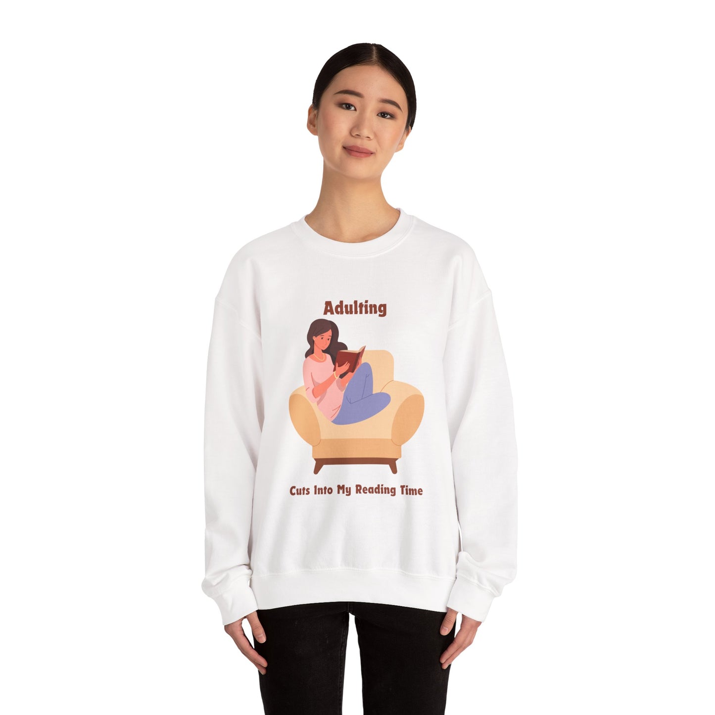 Adulting Cuts into My Reading Time Sweatshirt, Perfect Gift for Book Lovers, Literary Apparel, Cozy Reading Gift, Cute Bookworm Crewneck