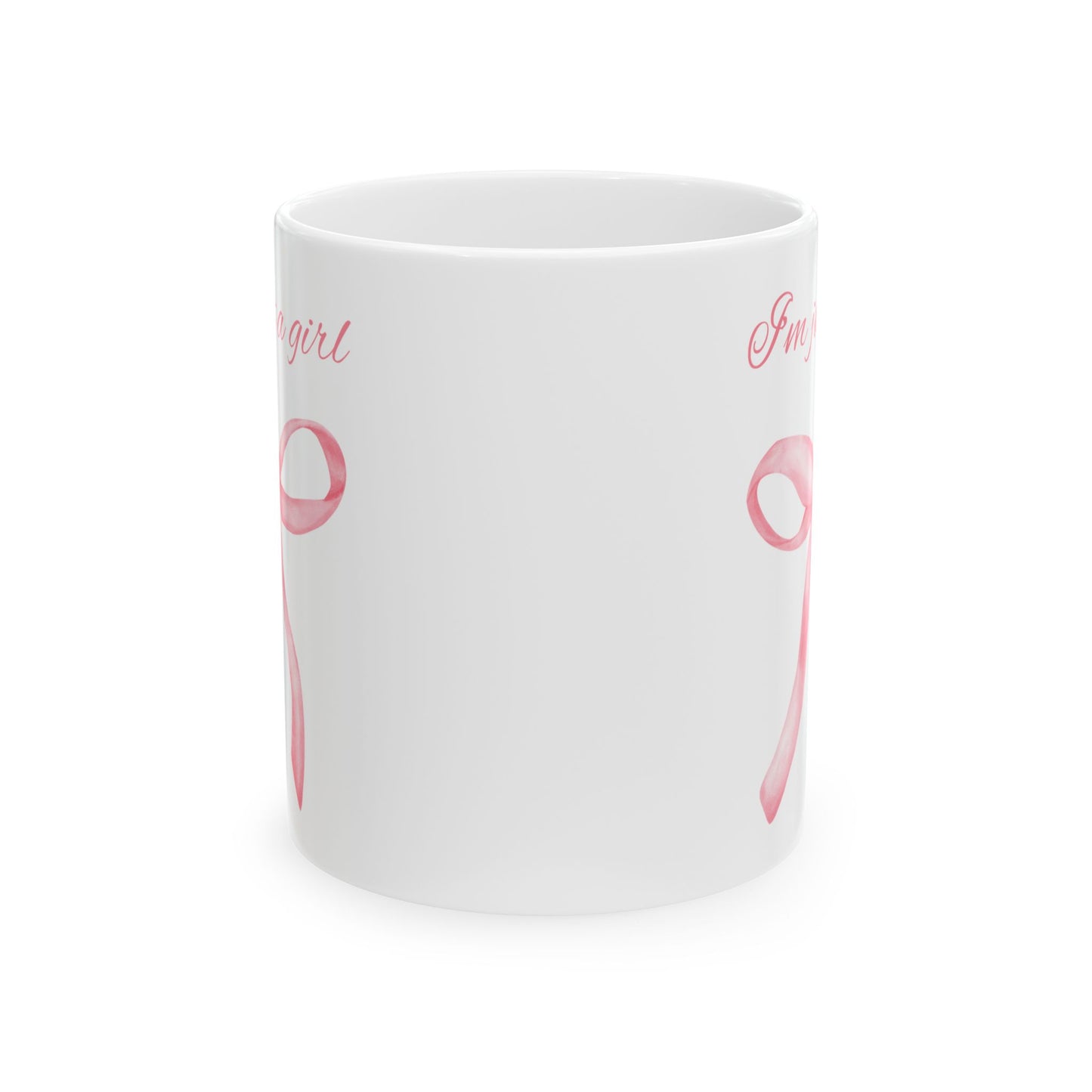 I'm Just a Girl, Pink Bow Mug, Pink Bow Lover Ceramic Mug, 11oz, 15oz