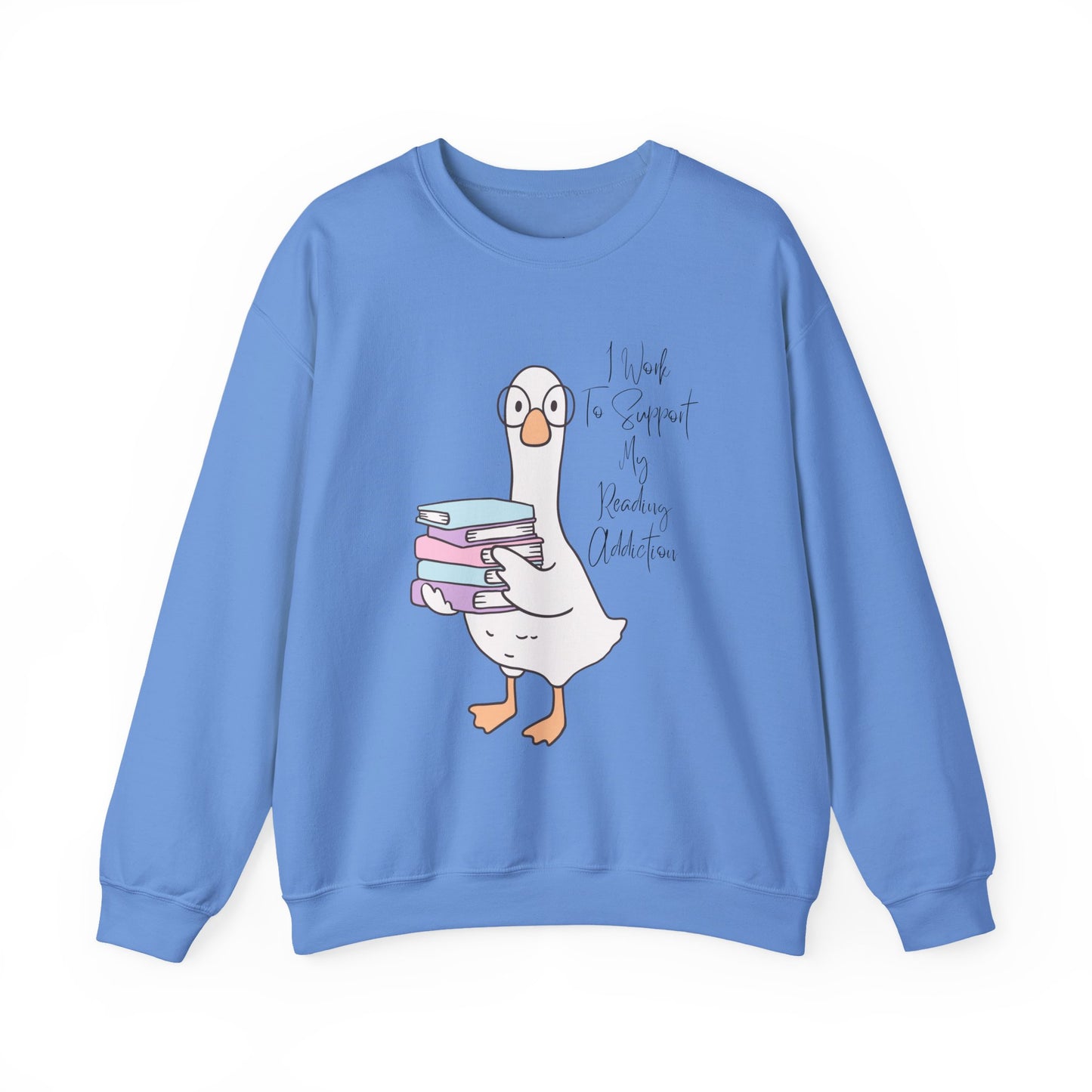 I Work to Support My Reading Addiction Sweatshirt, Perfect Gift for Book Lovers, Literary Apparel, Cozy Reading Gift, Cute Bookworm Crewneck