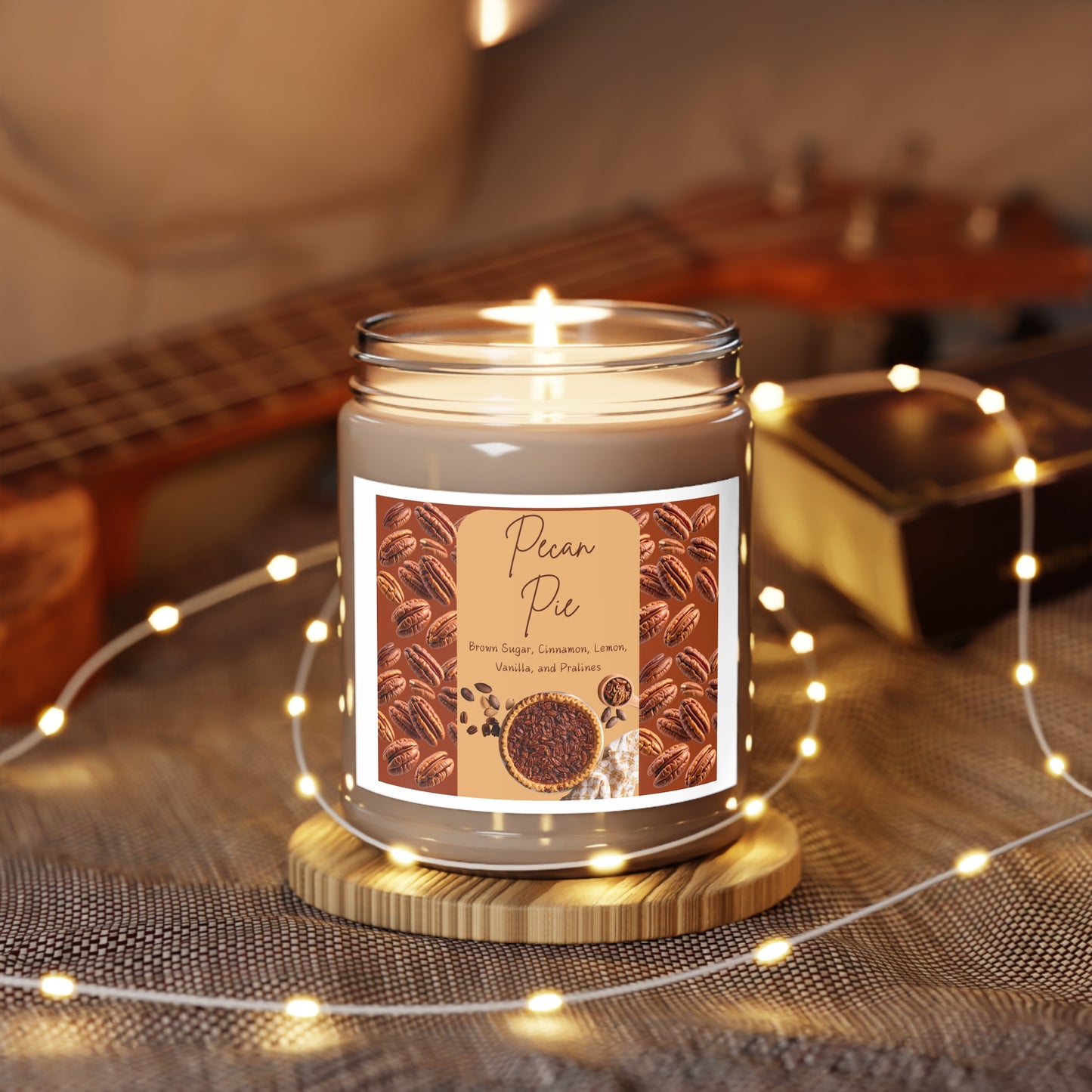 Pecan Pie Scented Soy Candle - Cozy Fall Aroma - 9oz