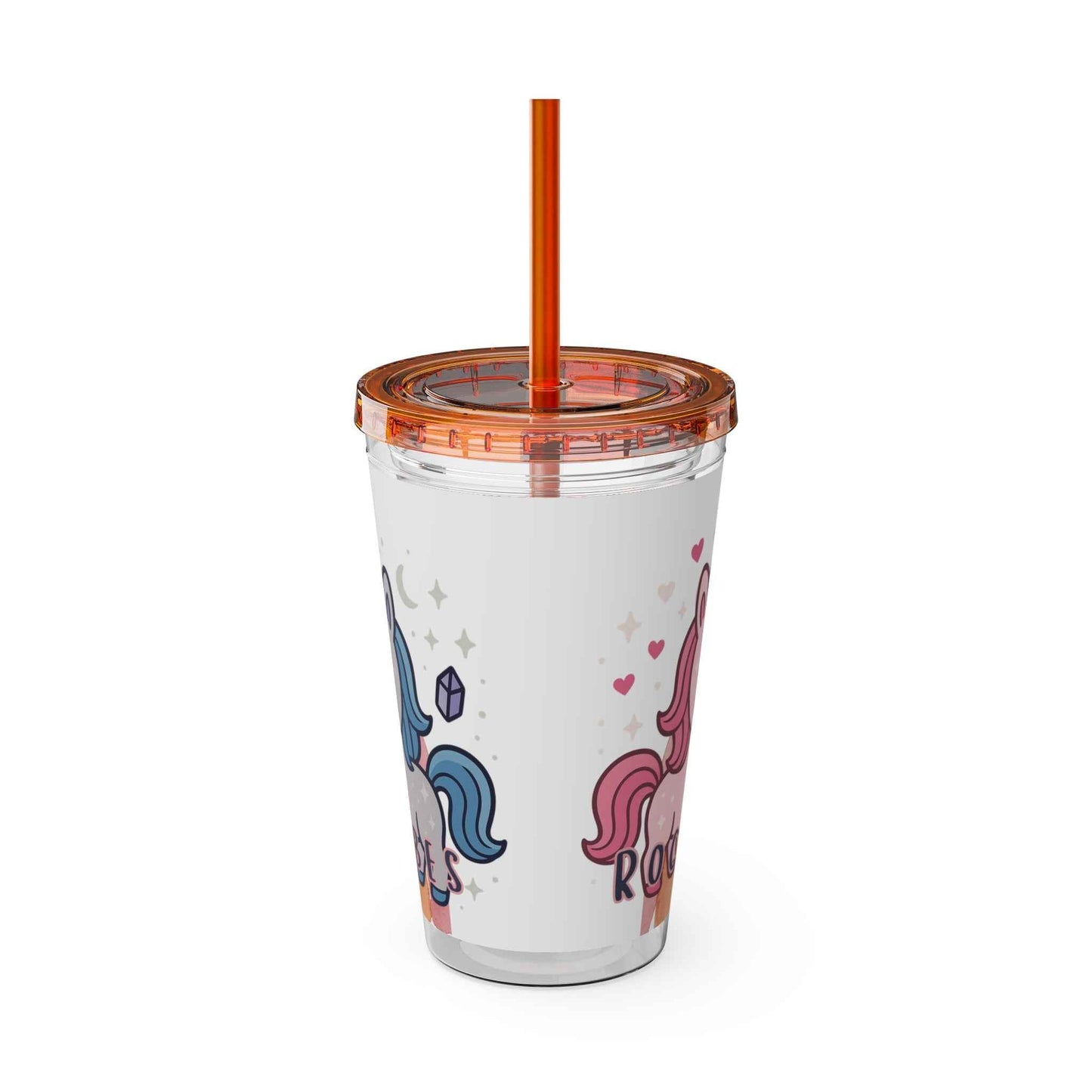 Tumbler Sunsplash Unicorn,  16oz Cup with Straw, Ideal for Kids, Rocking Good Vibes