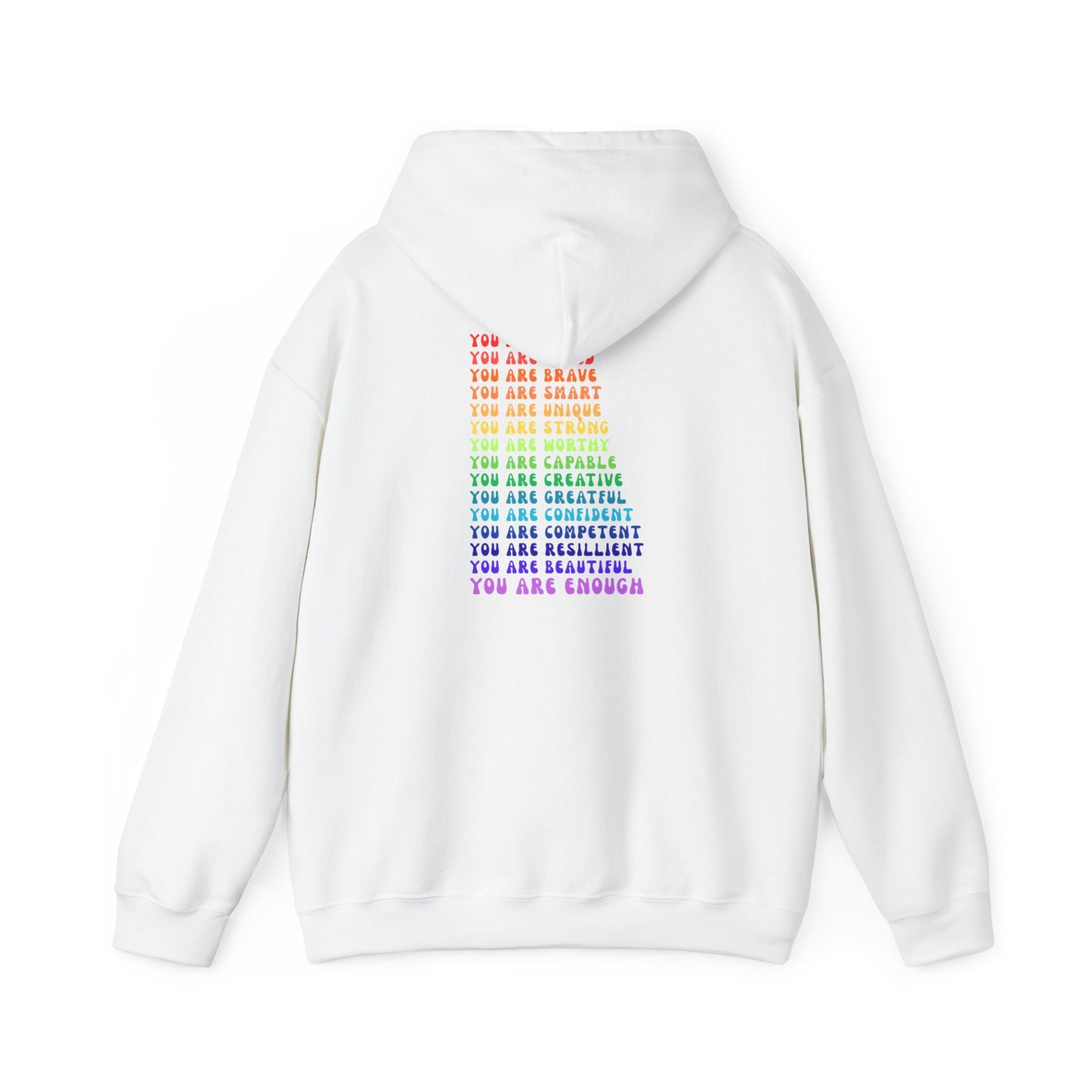 Colorful You Are Enough Motivational Hoodie, Unisex Sweatshirt, Casual Comfort Wear, Gift for Teens, Inspirational Clothing, Everyday Hoodie